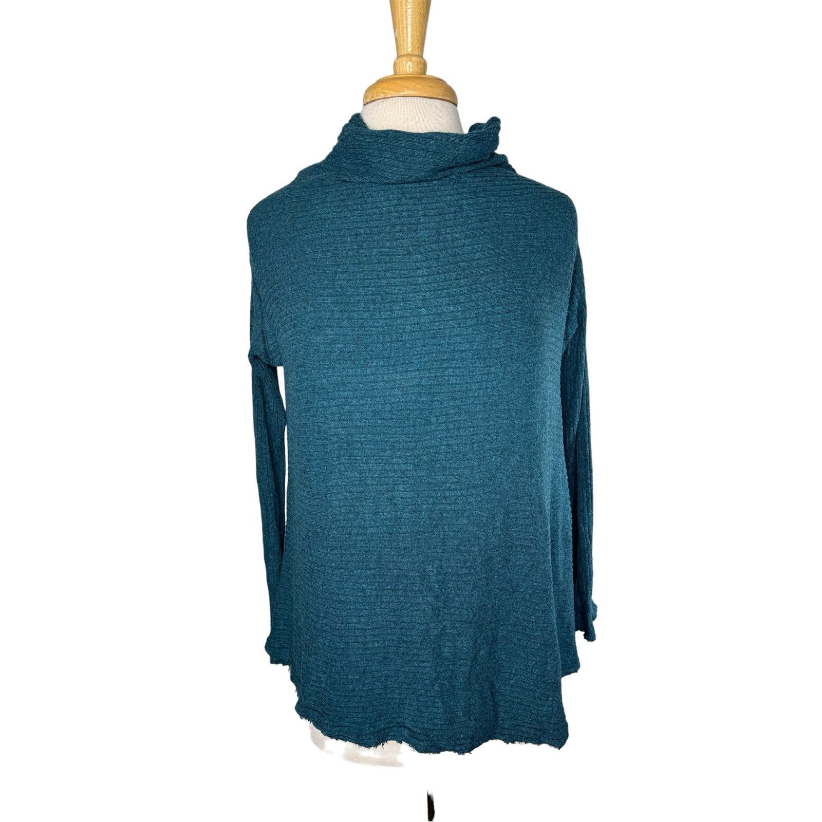 Free People WE THE FREE People Lover Rib Teal Blue Split Long Top XS Size XS / US 0-2 / IT 36-38 - 1 Thumbnail