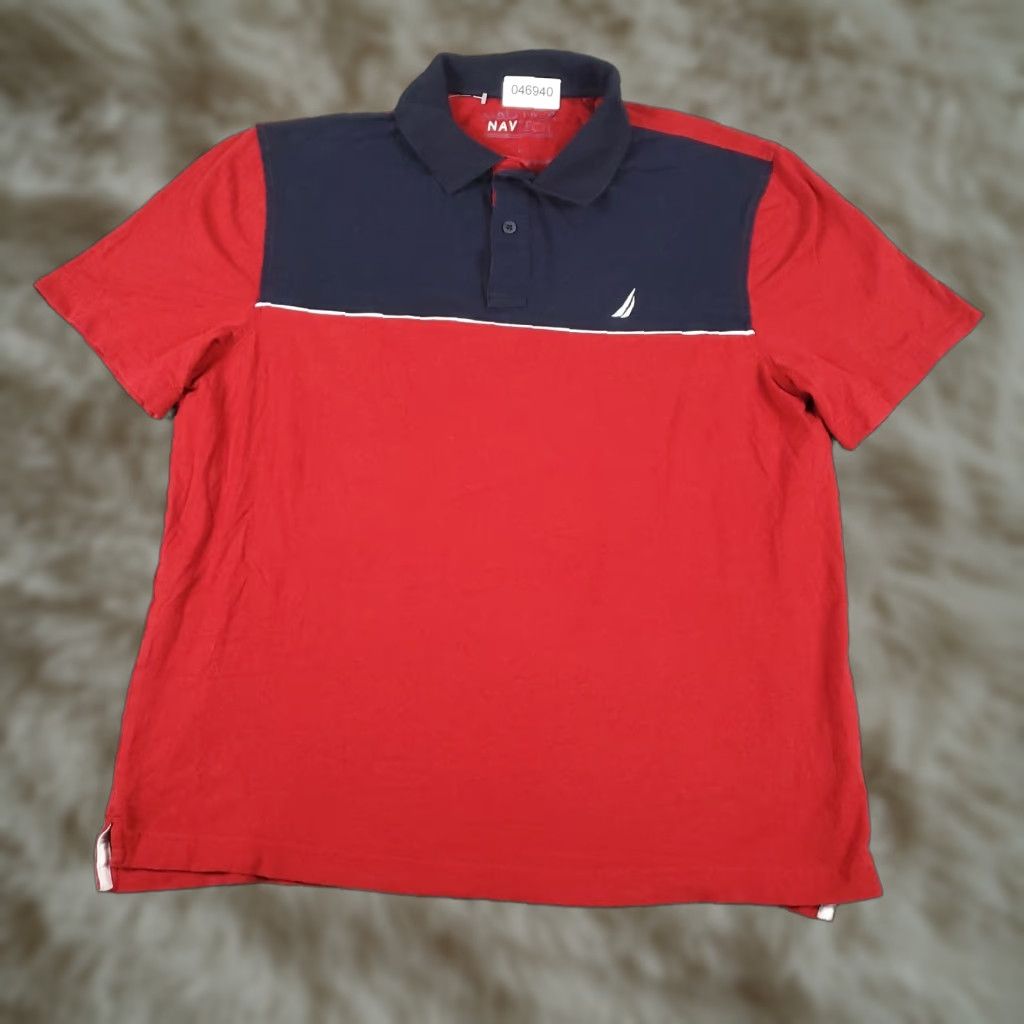 Nautica Nautica Polo Shirt Mens Large Red Casual Short Sleeve Adult Polo Shirt Mens Large Red Cotton Blend Button Collar Logo Classic Nautica Sports Theme Men Size US L / EU 52-54 / 3 - 1 Thumbnail