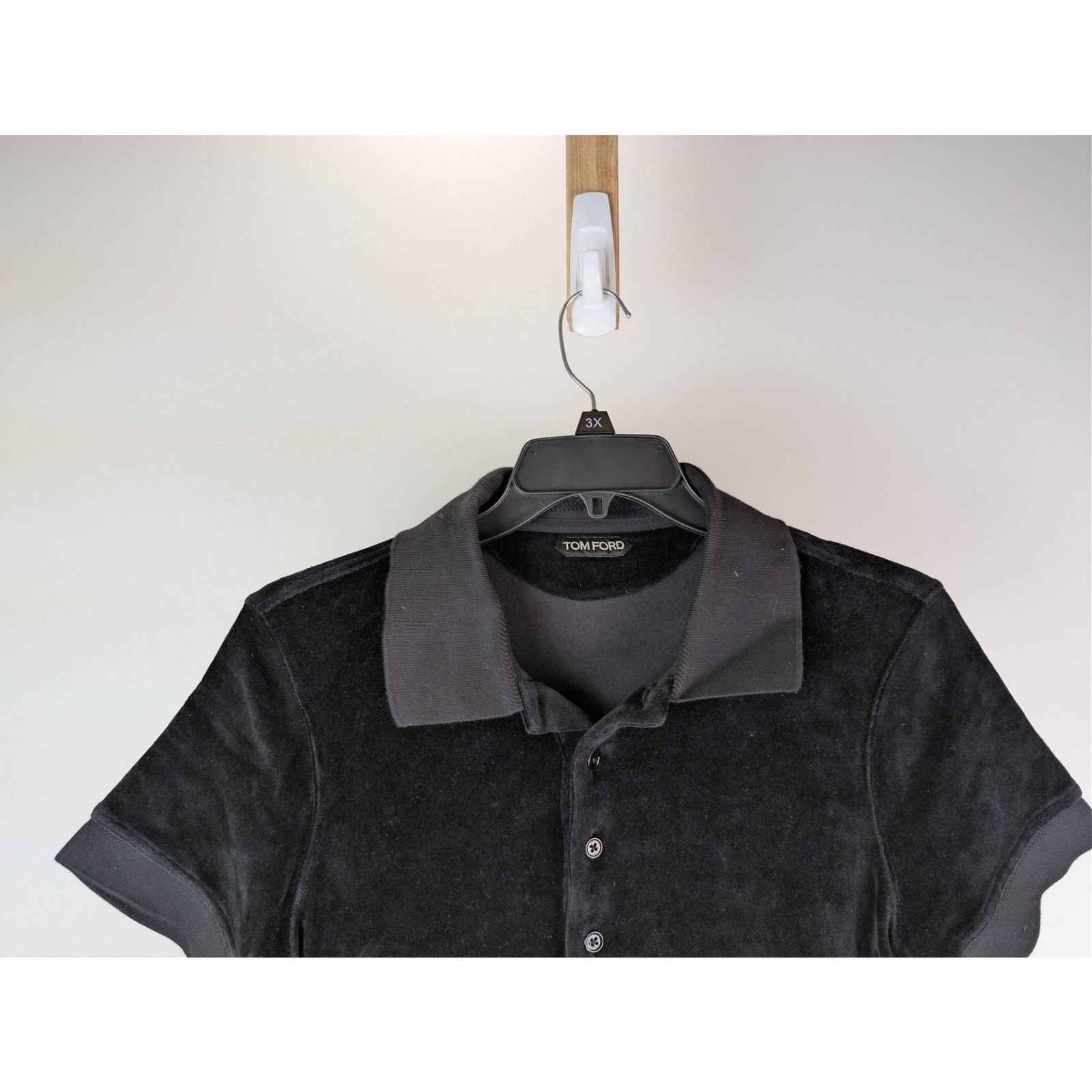 Tom Ford o1rshd1 CC20 Black Modal Velour Polo Shirt in Black Size US M / EU 48-50 / 2 - 3 Thumbnail