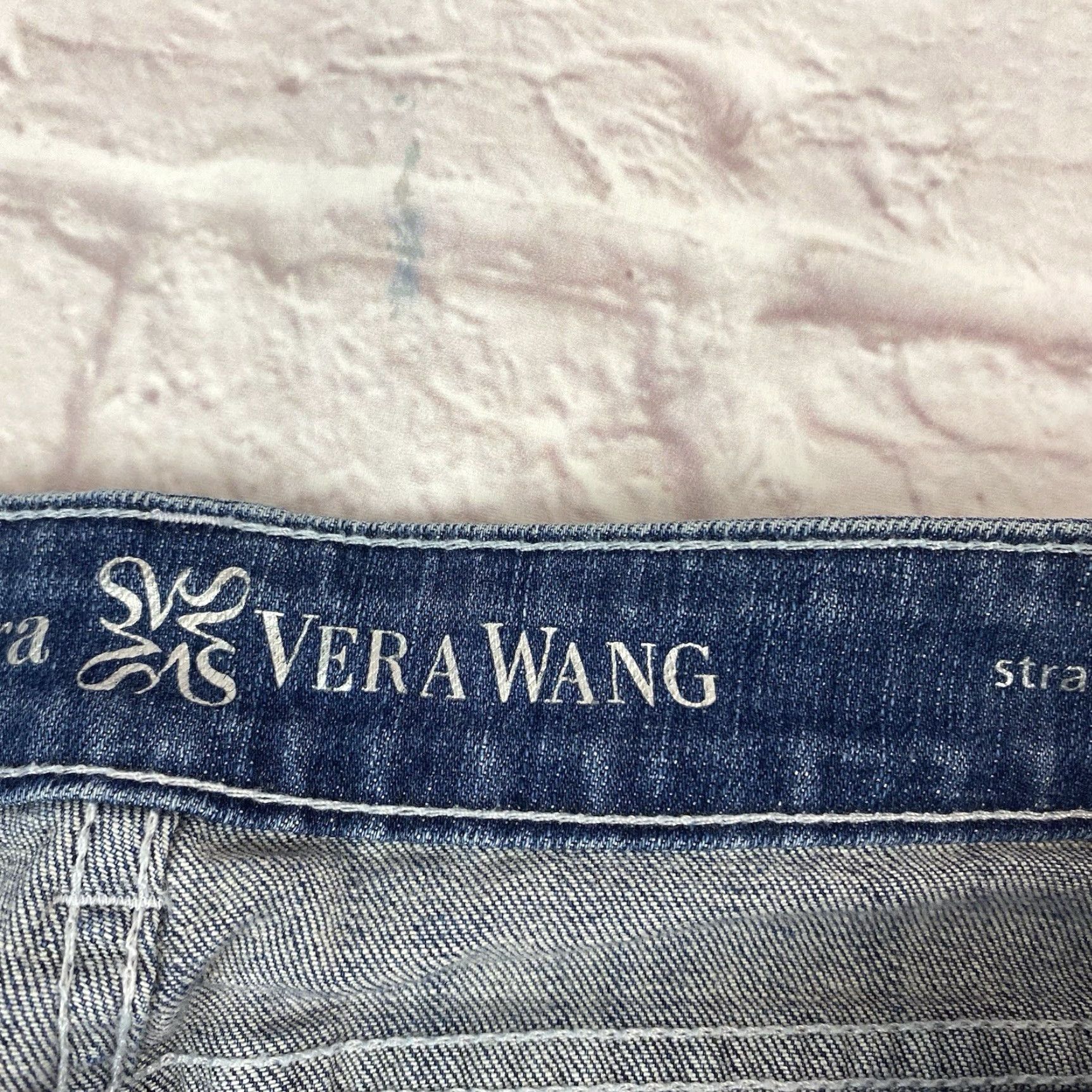 Vera Wang Vera Wang Simply Vera Womens Jeans Straight Leg Distressed Mid Rise Crop Size 12 Blue Denim 5-Pocket Mens Womens Size 34" / US 12 / IT 48 - 6 Thumbnail