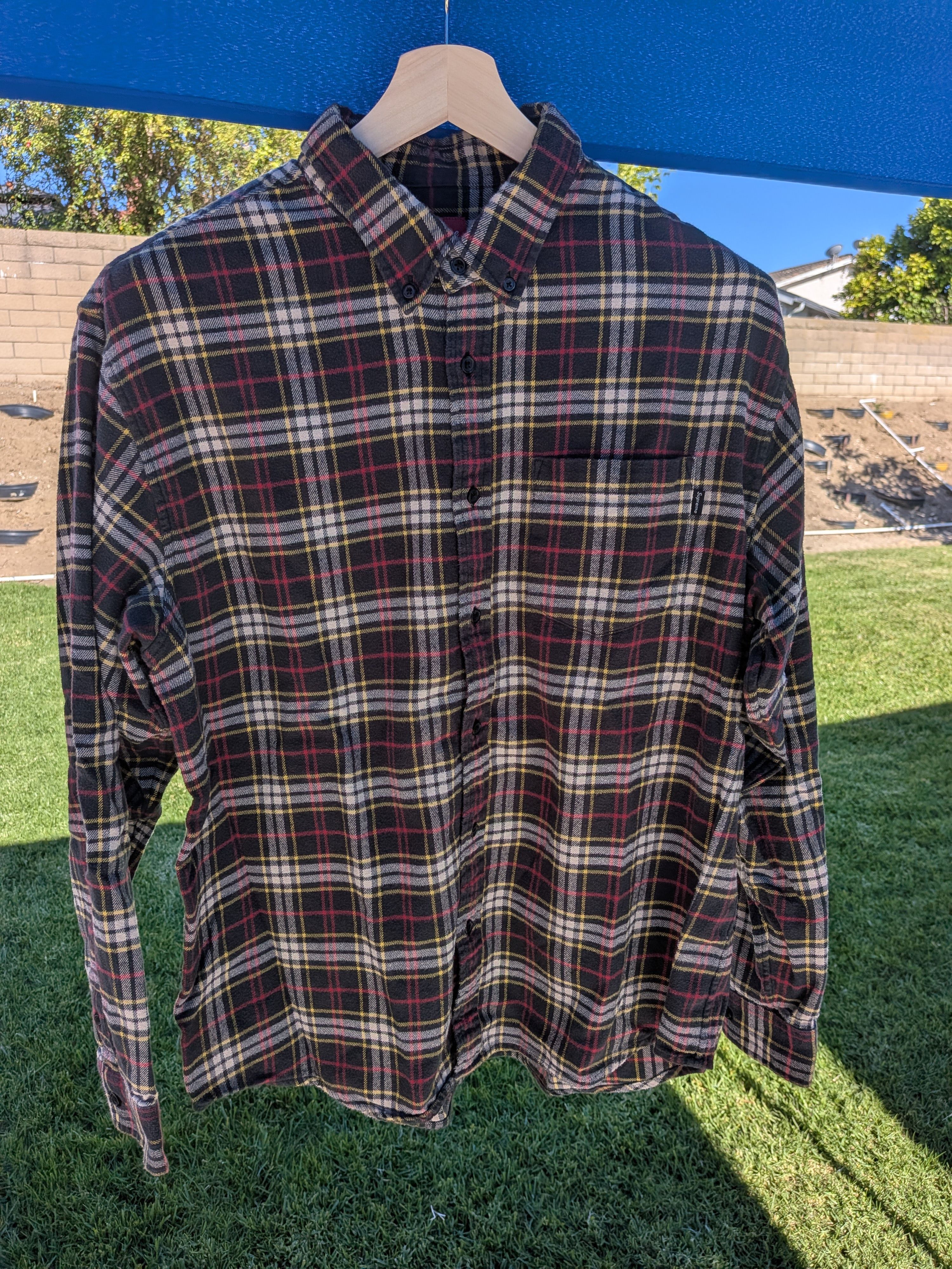 Supreme Supreme Shadow Plaid Zip Up Flannel Shirt in Green Brown