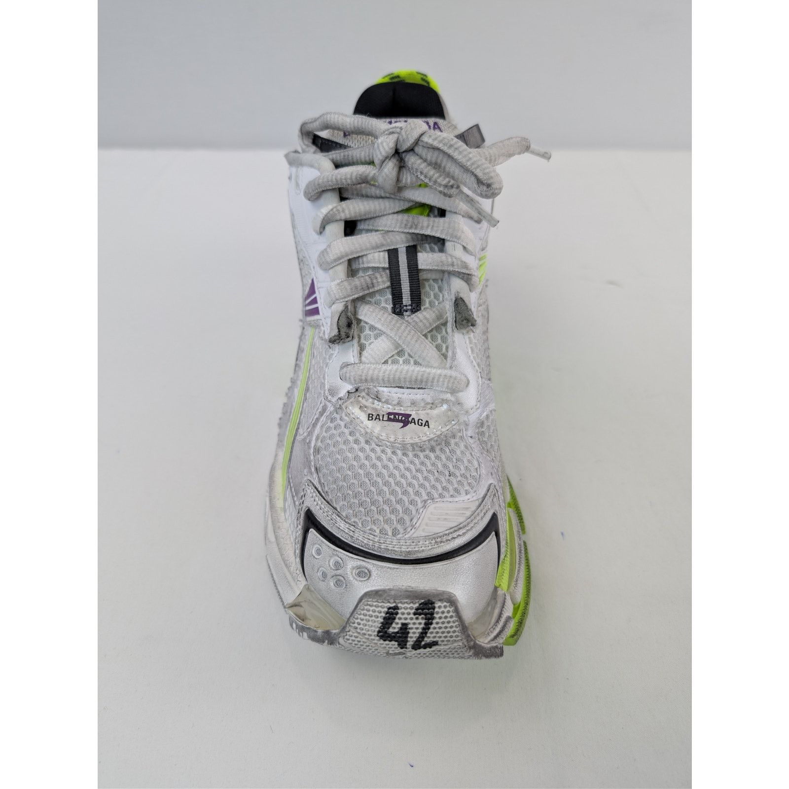 Balenciaga o1rshd1 Mesh Runner Sneaker in White / Fluo Yellow / Grey Size US 13 / EU 46 - 15 Thumbnail