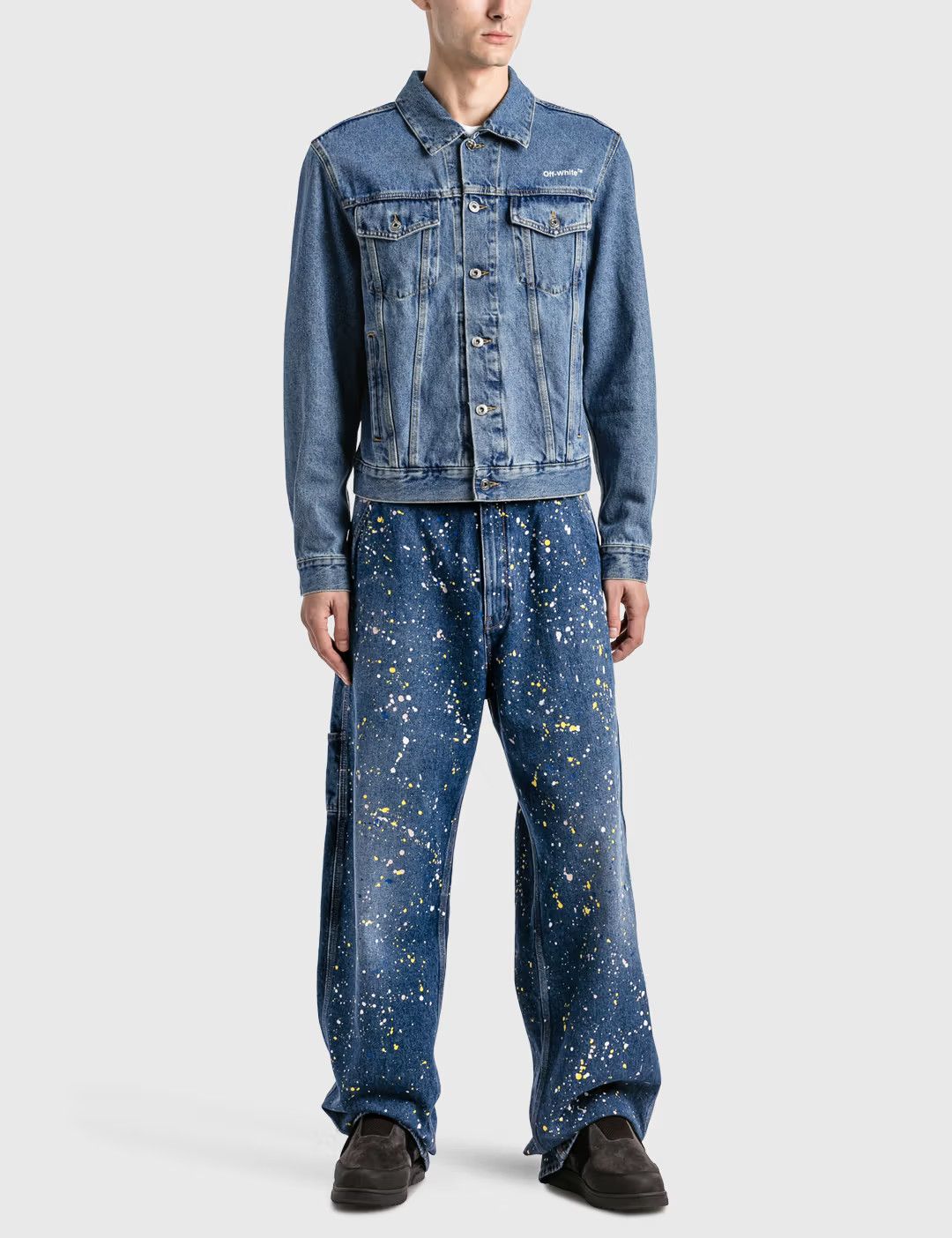 Off-White o1gr1nt1124 Diag Tab Slim Denim Jacket in Medium Blue Size US XXL / EU 58 / 5 - 5 Thumbnail
