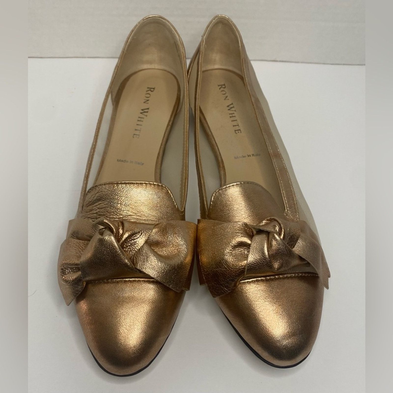 Ron White Ron White Rose gold flat with mesh sides and bow Size US 7 / IT 37 - 1 Thumbnail