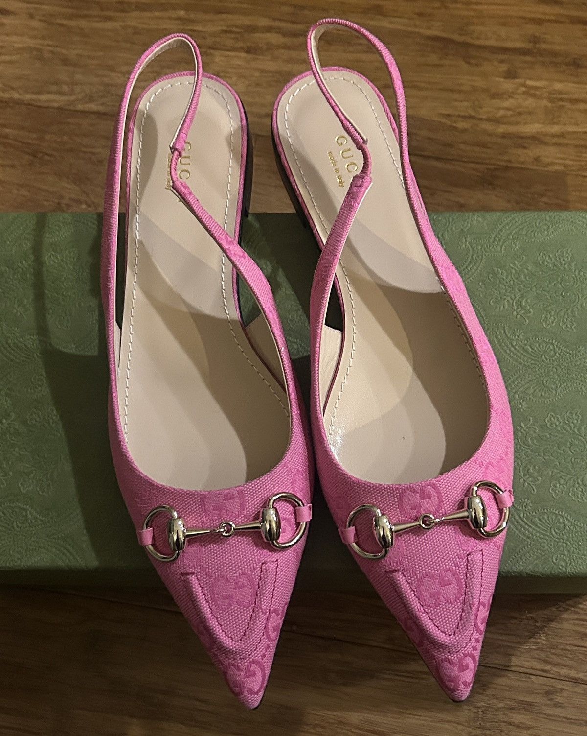 Gucci Gucci Horsebit GG Print Fabric Upper 1.2cm Flats Pink Size US 9.5 / IT 39.5 - 6 Thumbnail