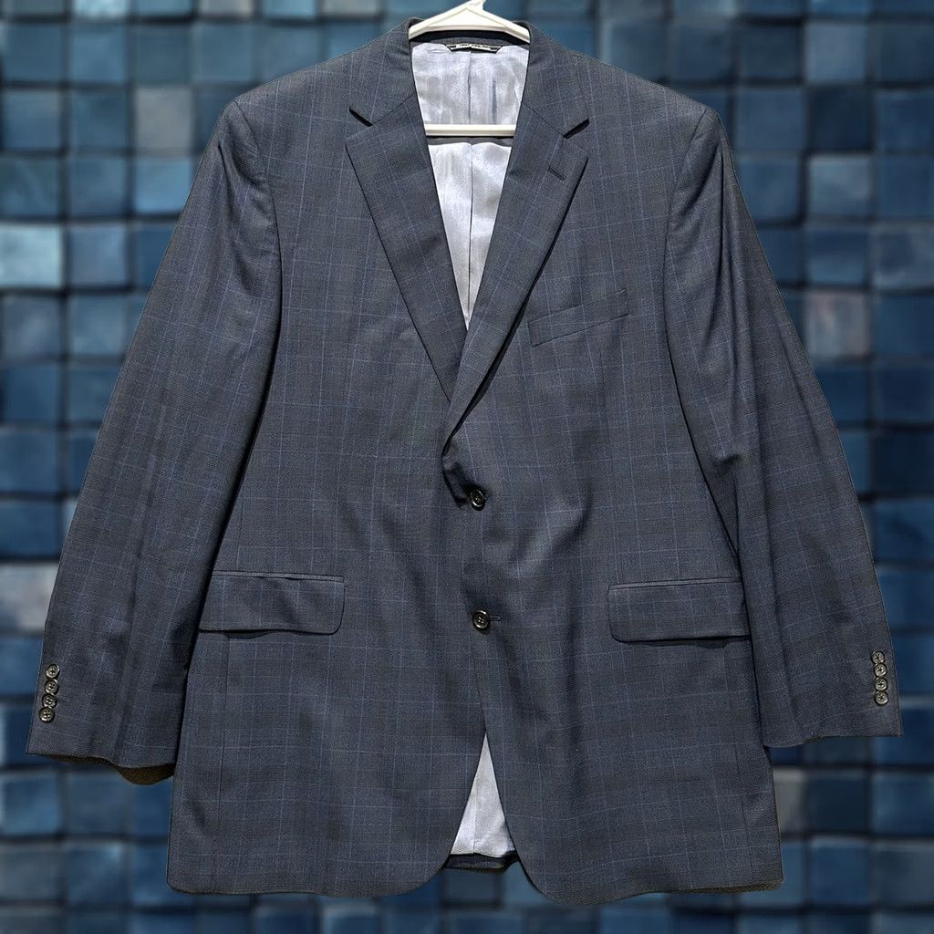 Jack Victor Jack Victor Exclusive Collection Sport Jacket Blazer 100% Wool Plaid Blue 46L Size 46R - 1 Thumbnail