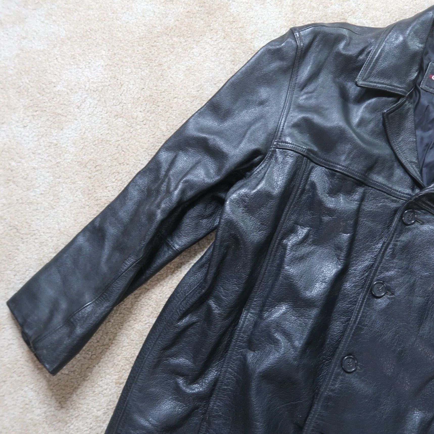 Vintage VINTAGE Charles Klein Leather Coat Mens Medium Button Front Jacket Lined Back Size US M / EU 48-50 / 2 - 6 Thumbnail