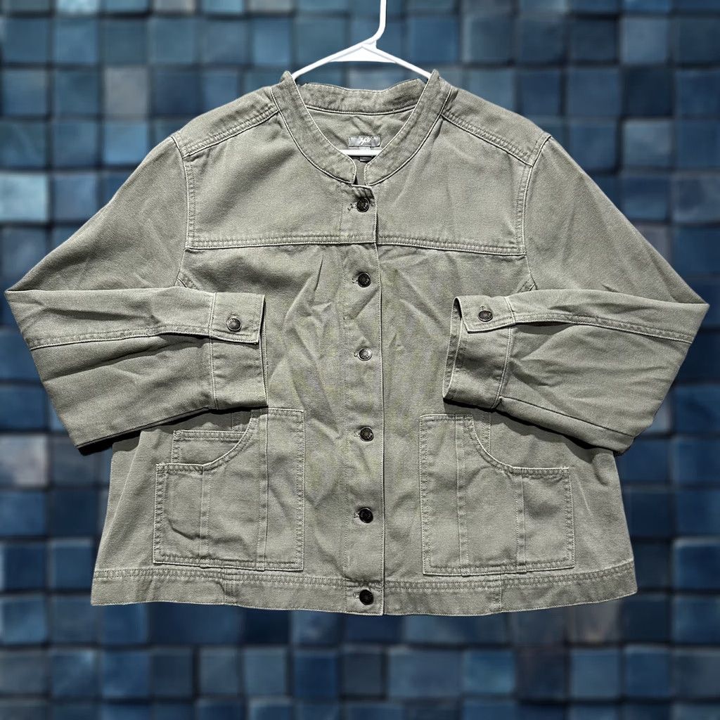 J. Jill J. Jill Jacket Womens XL Olive Green Canvas Snap Front Pockets Utility GUC Size XL / US 12-14 / IT 48-50 - 1 Thumbnail