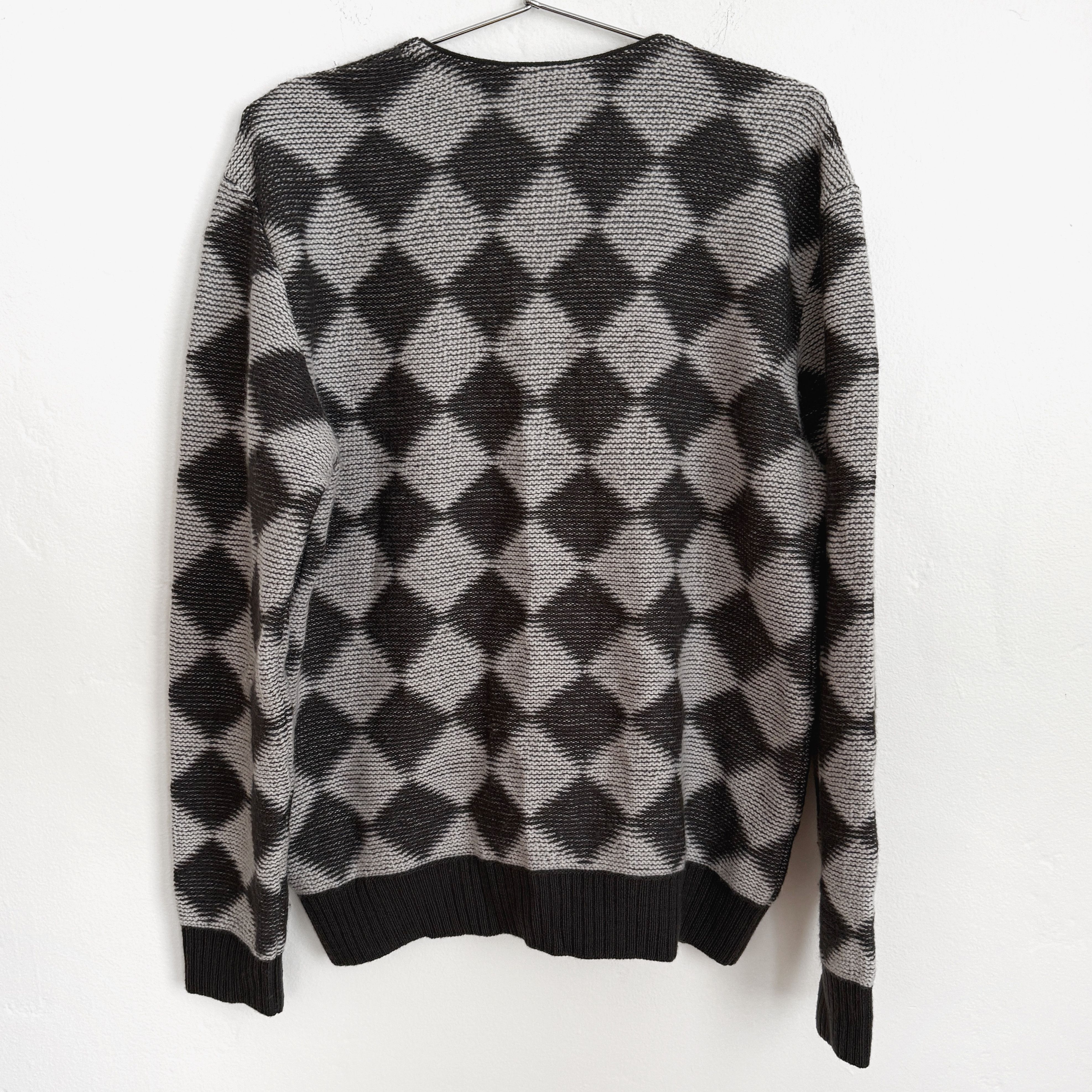 Needles Wool Cardigan Medium Black Gray Diamond Japan Knit