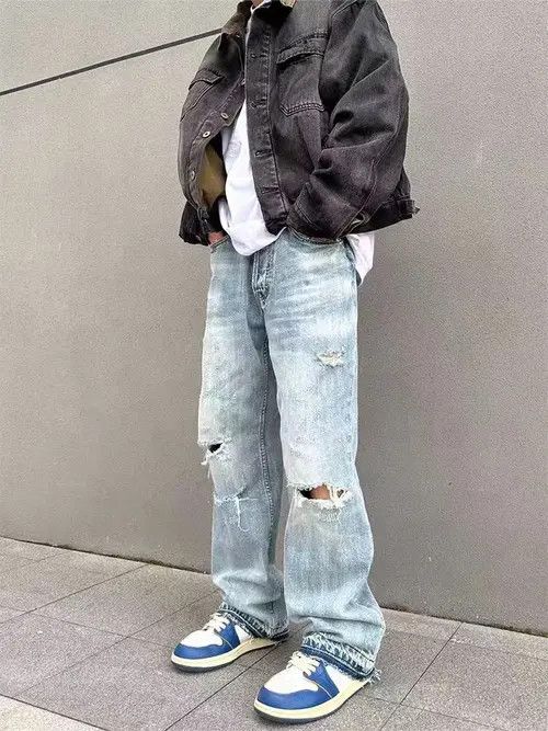 VIBE Vintage street hip-hop washed and faded ripped jeans Size US 32 / EU 48 - 4 Thumbnail