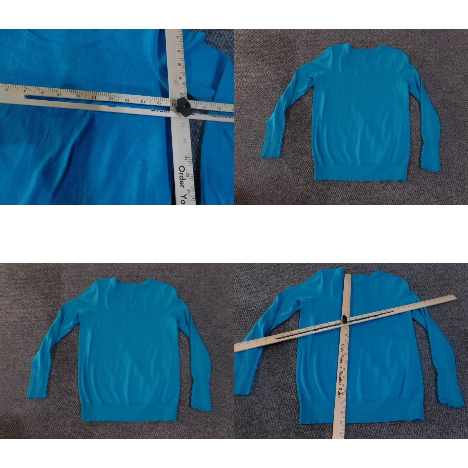 Loft LOFT Sweater Womens Small Blue Scoop Neck Pullover 100% Cotton Button Cuff Knit Size S / US 4 / IT 40 - 8 Thumbnail