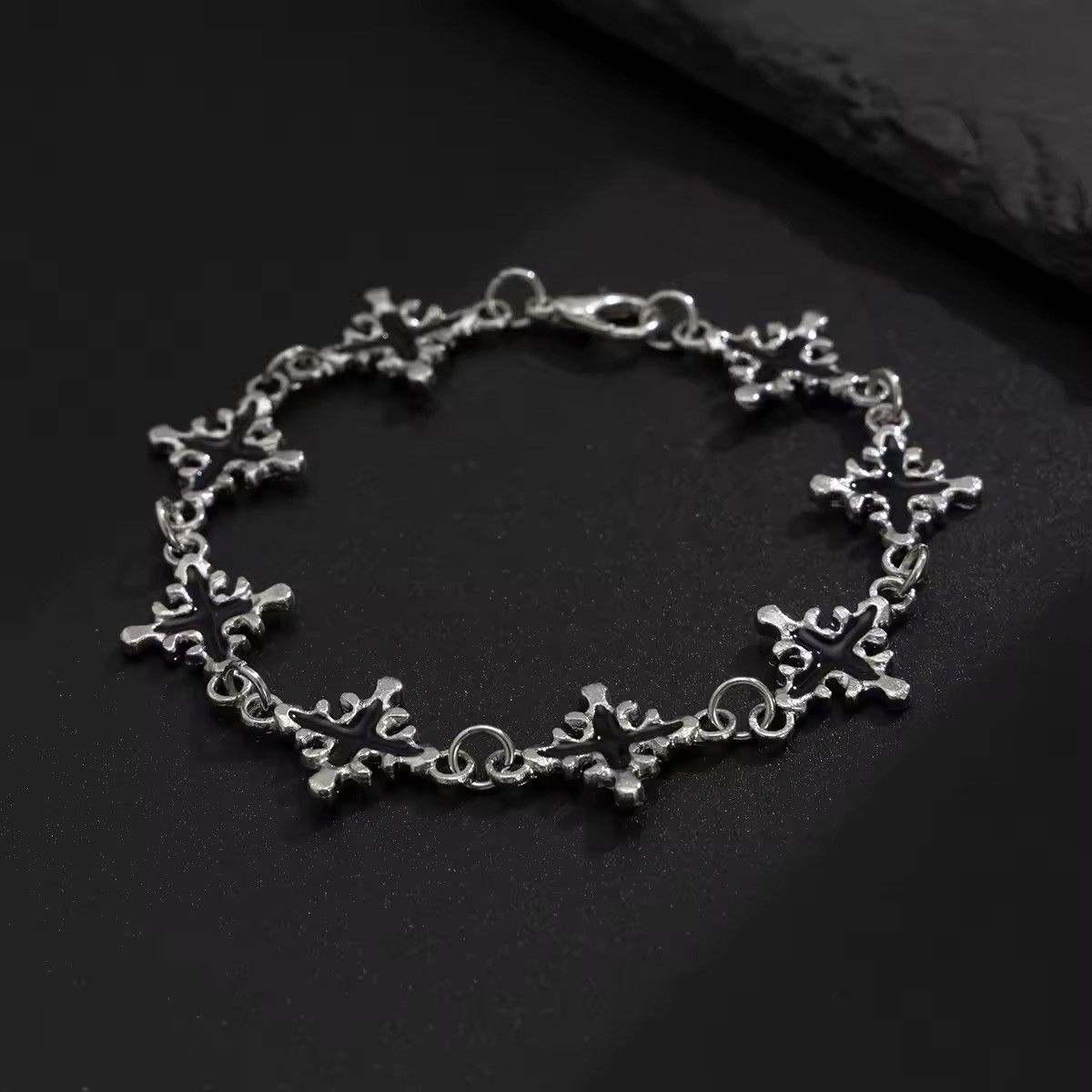 Jewelry Gothic Punk Vintage Cross Charm Bracelet Size ONE SIZE - 7 Thumbnail