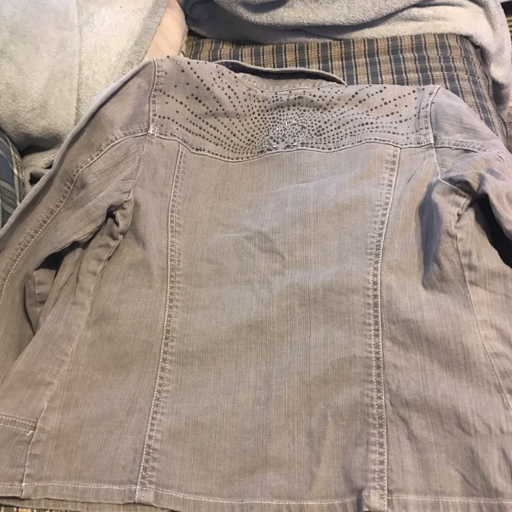 Vintage Chico's Jacket Denim Jacket Rhinestone Gray Platinum Size 0 NWT Women Regular Size XS / US 0-2 / IT 36-38 - 7 Thumbnail
