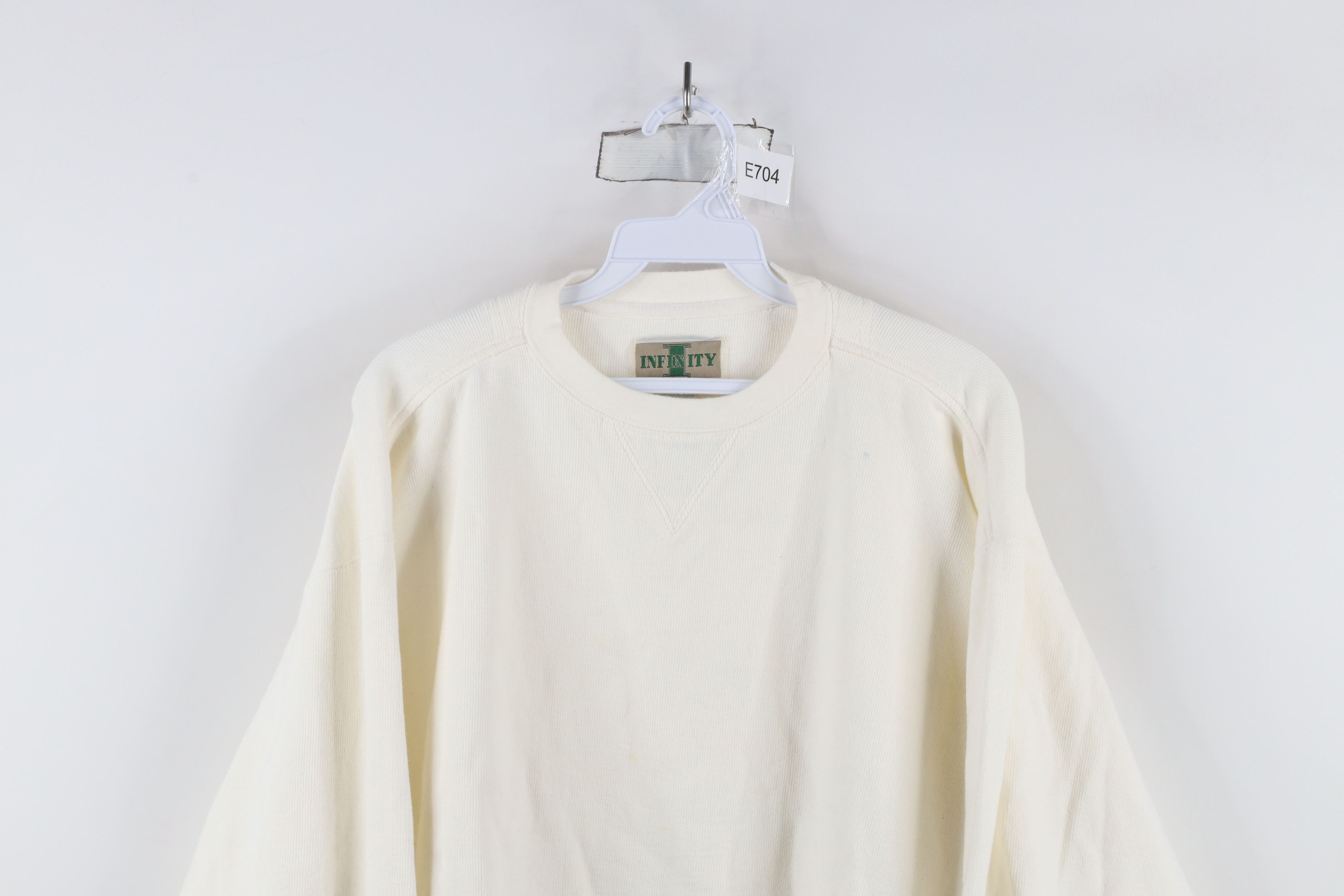 Vintage Vintage 90s Streetwear Blank Ribbed Knit Sweater White Size US L / EU 52-54 / 3 - 2 Thumbnail