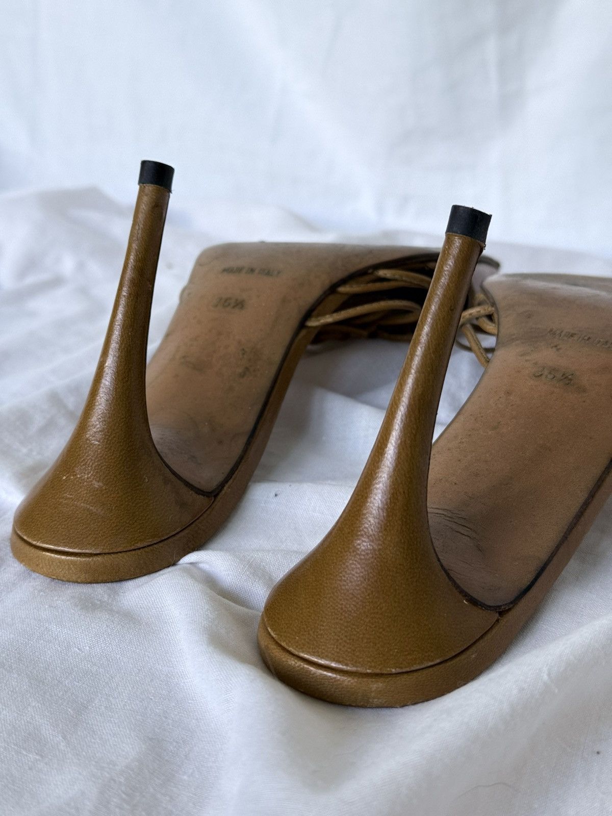 Dior Dior Leather Caramel/Camel Laced Mules Sandals Heels Size US 6.5 / IT 36.5 - 6 Thumbnail