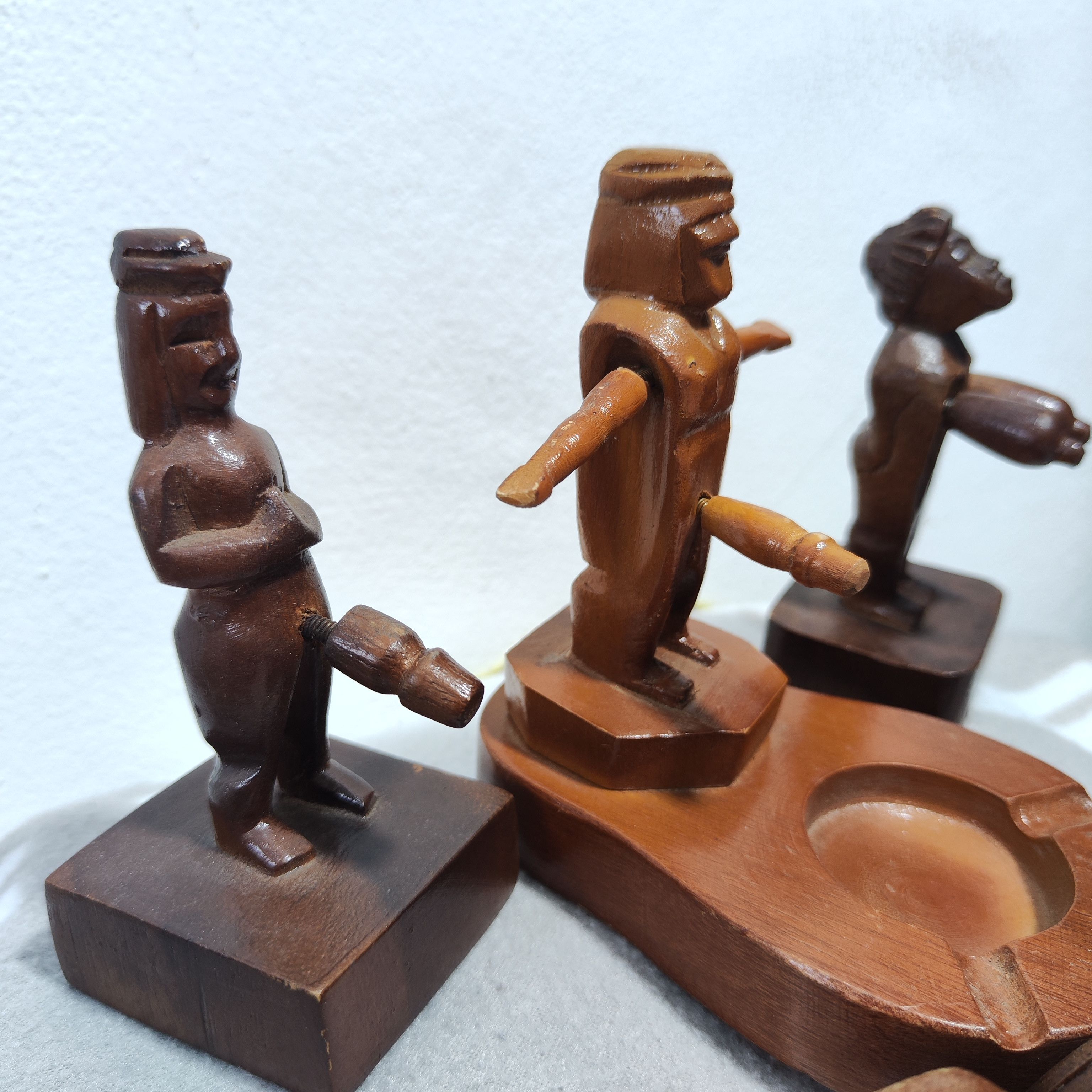 Handmade Vintage Naked Wood Carving Cigarette Ashtray Funny Size ONE SIZE - 5 Thumbnail