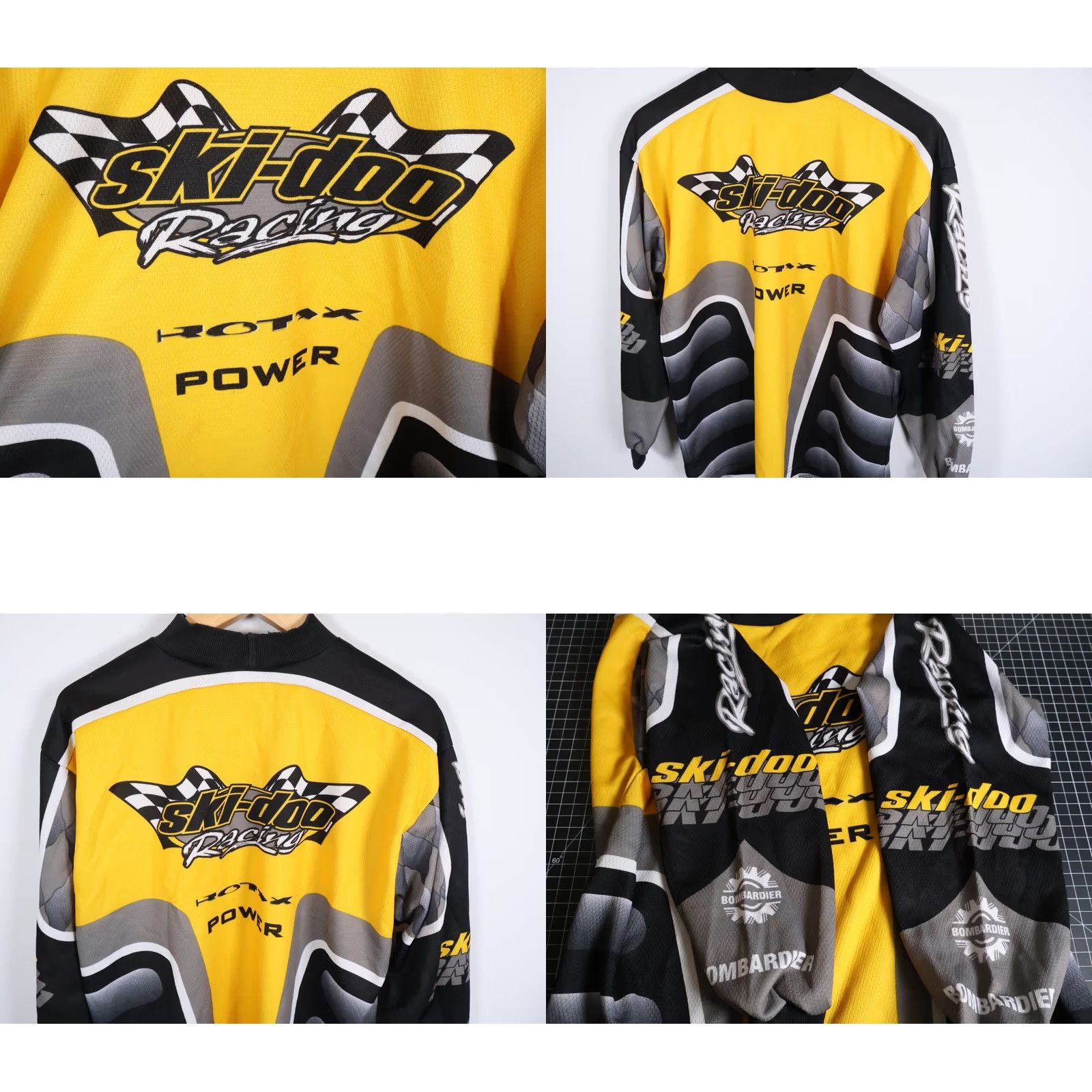 Vintage Ski-Doo Rotax Power Jersey Men's Large Yellow Black Snowmobile Canada VTG Graphic Print Jersey T-Shirt Mock Neck Logo Size US L / EU 52-54 / 3 - 9 Thumbnail
