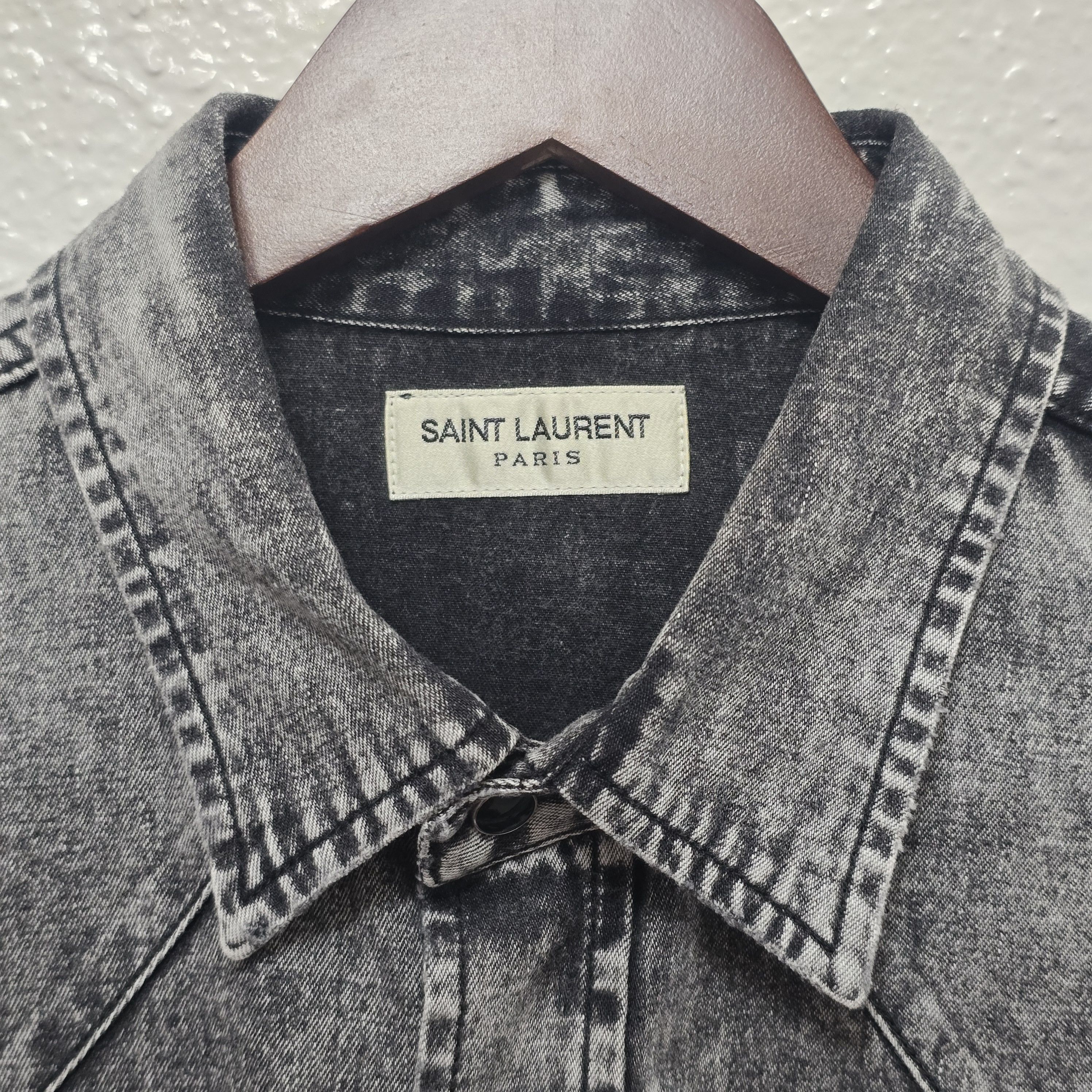 Saint Laurent Paris Acid-Washed Denim Shirt Size US S / EU 44-46 / 1 - 5 Thumbnail