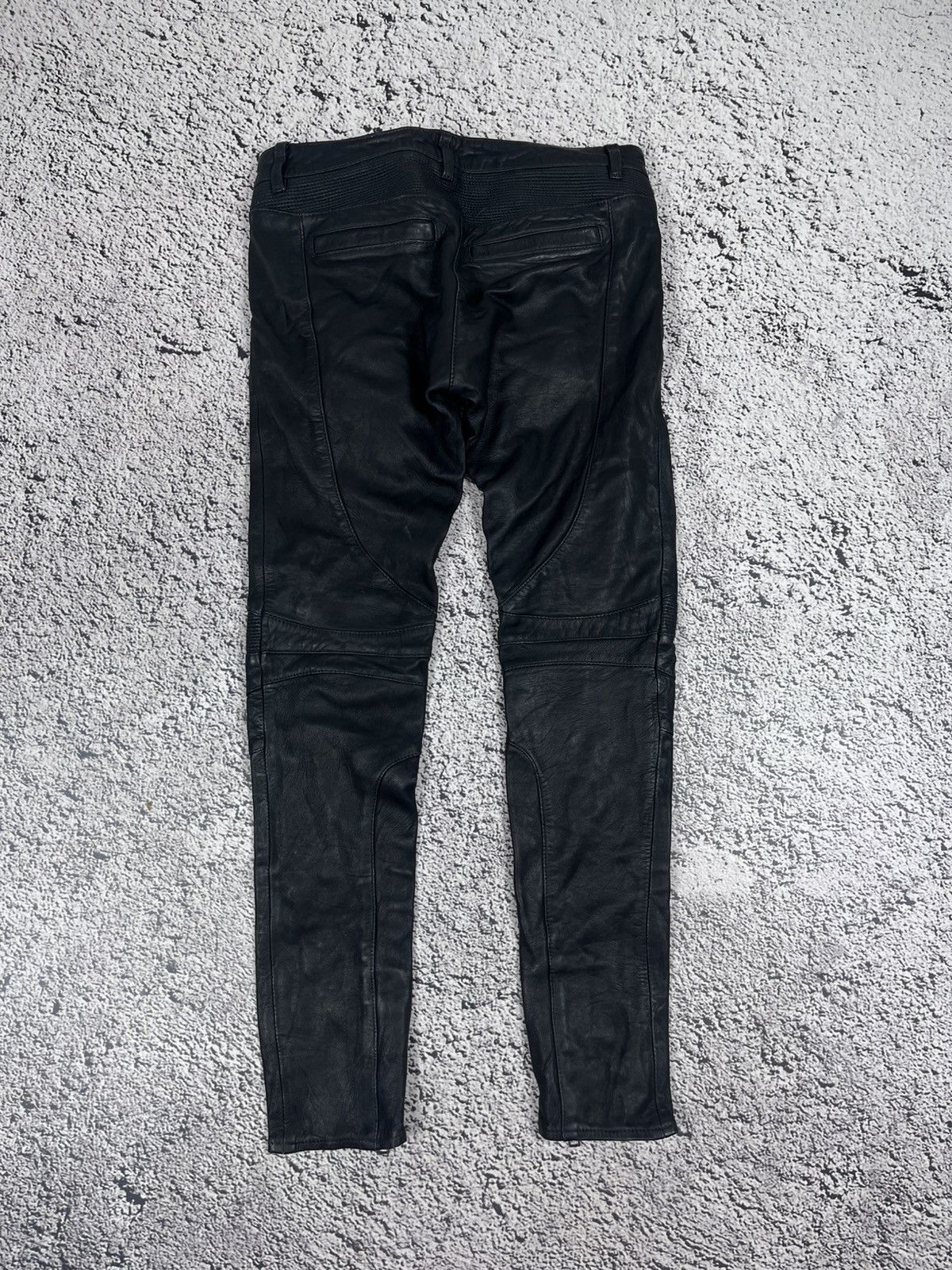 Allsaints AllSaints Italian Leather Biker Pants Moto Skinny Ribbed Kne Size 26" / US 2 / IT 38 - 7 Thumbnail