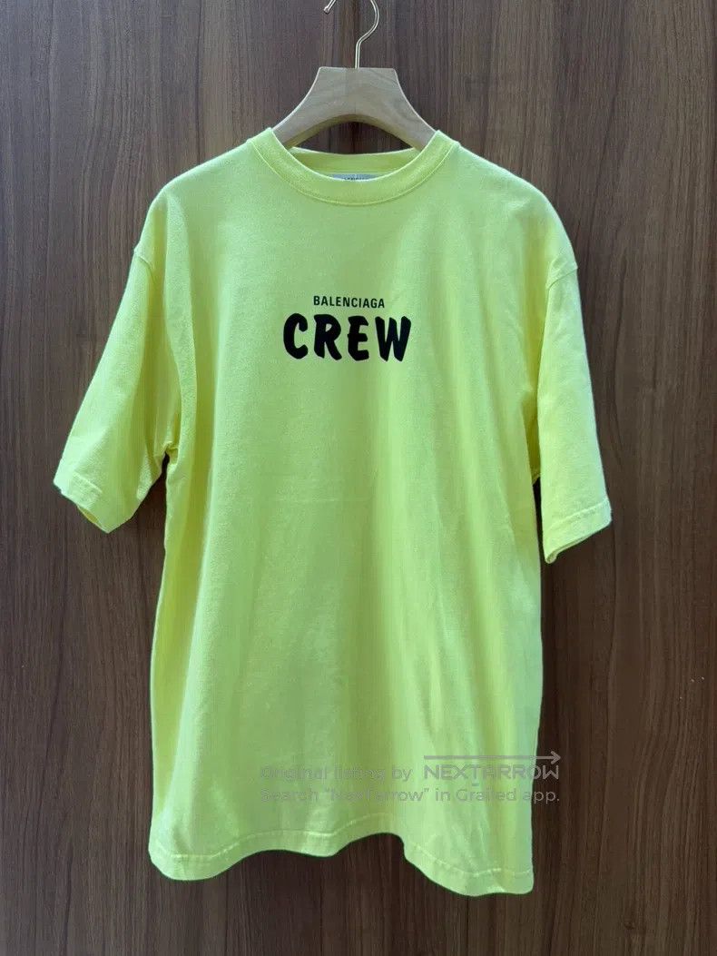 Balenciaga Balenciaga Neon Yellow CREW Short Sleeve T-Shirt Size US S / EU 44-46 / 1 - 1 Thumbnail