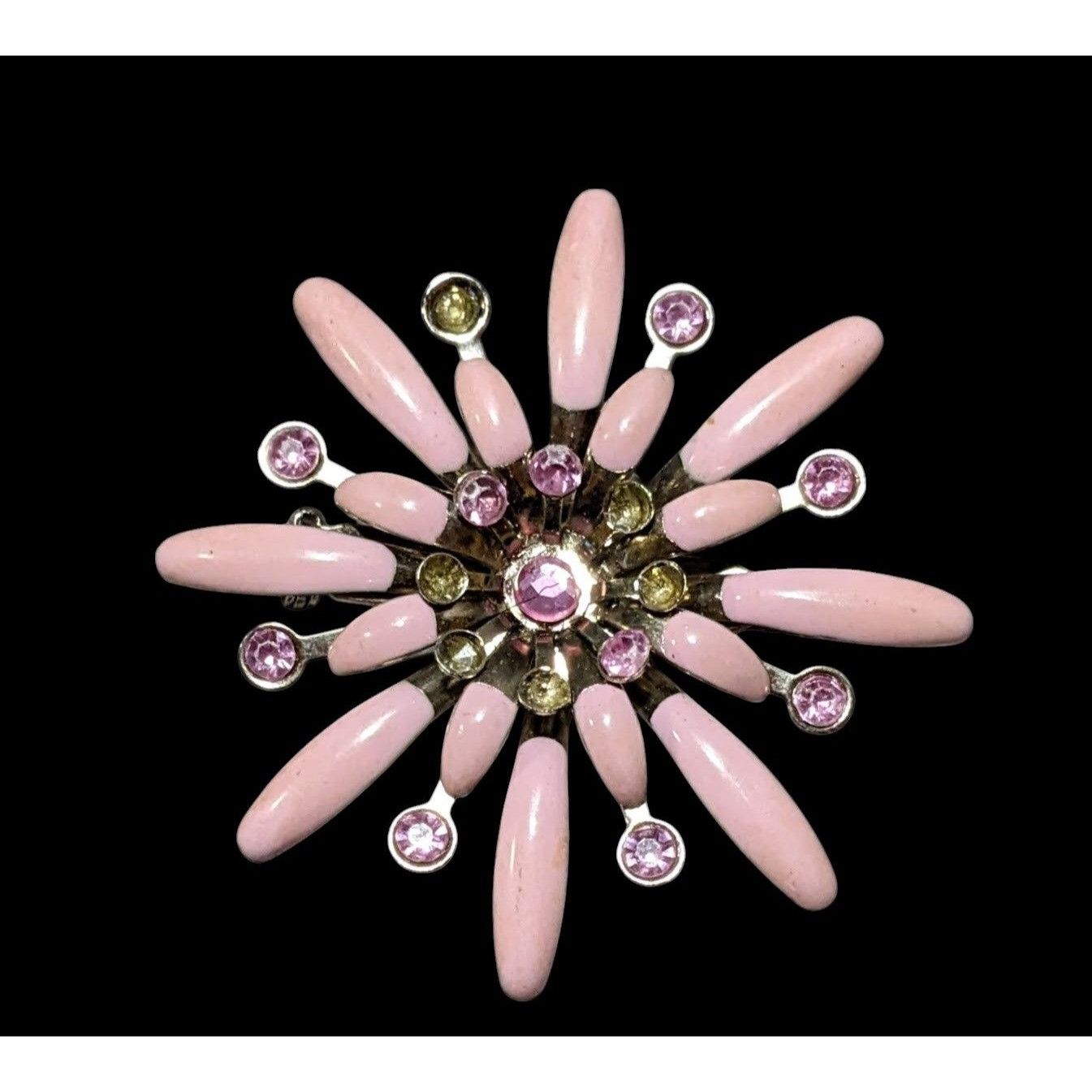 Other Vintage Pink Floral Sunburst Rhinestone Brooch Size ONE SIZE - 1 Thumbnail