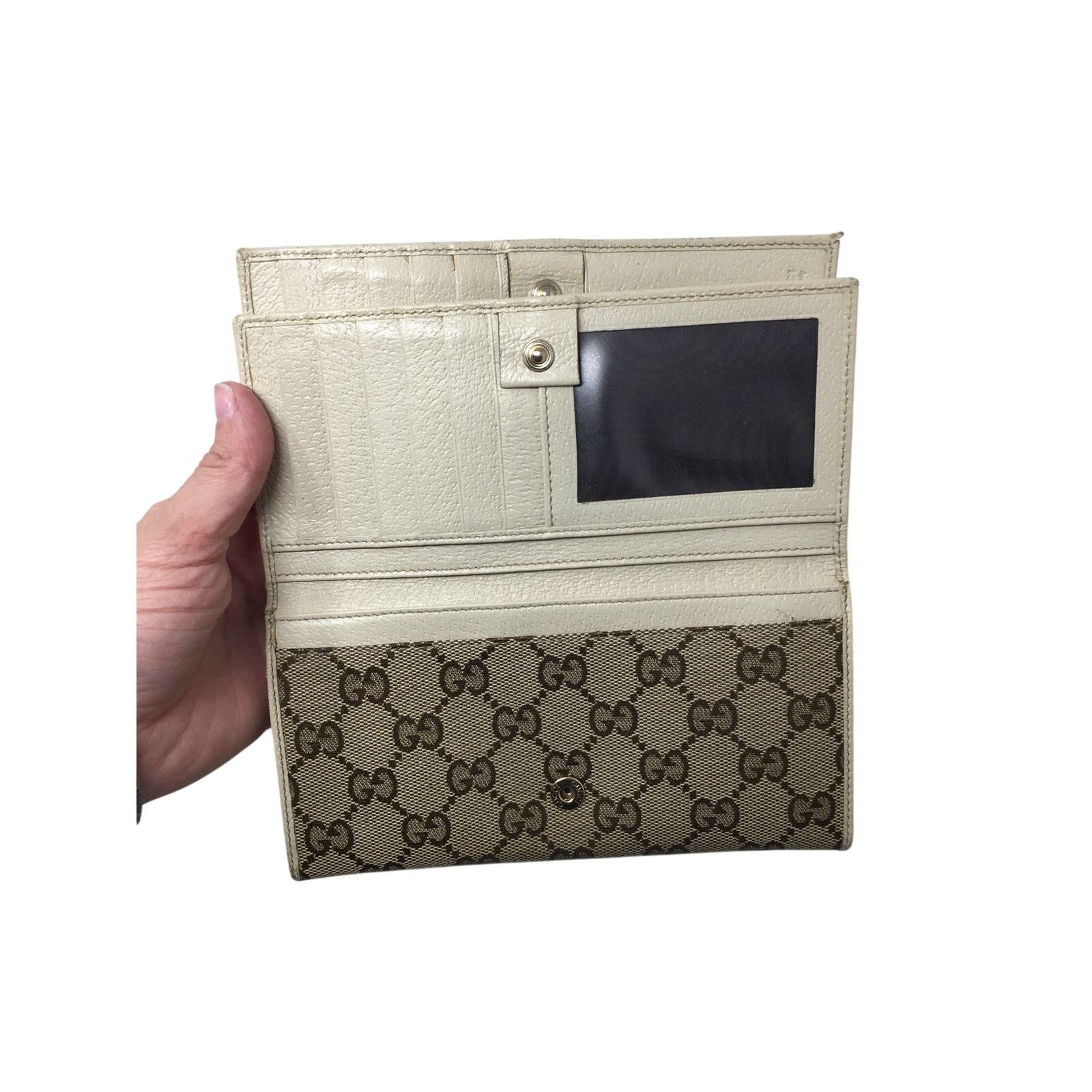 Gucci Gucci GG Canvas Beige & White Leather Double Layer Wallet Size ONE SIZE - 4 Thumbnail