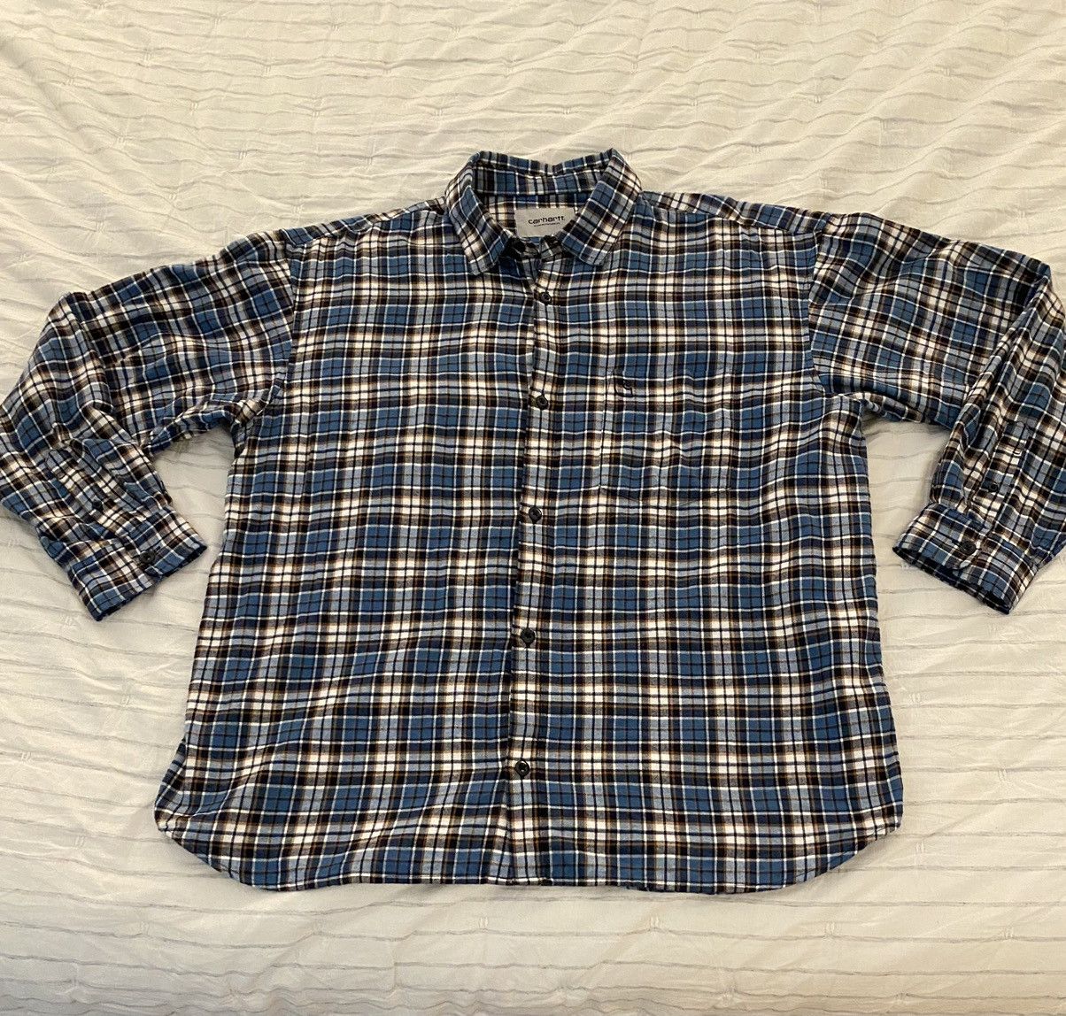 Carhartt WIP L/S Yuma Blue Plaid Shirt XL Menswear