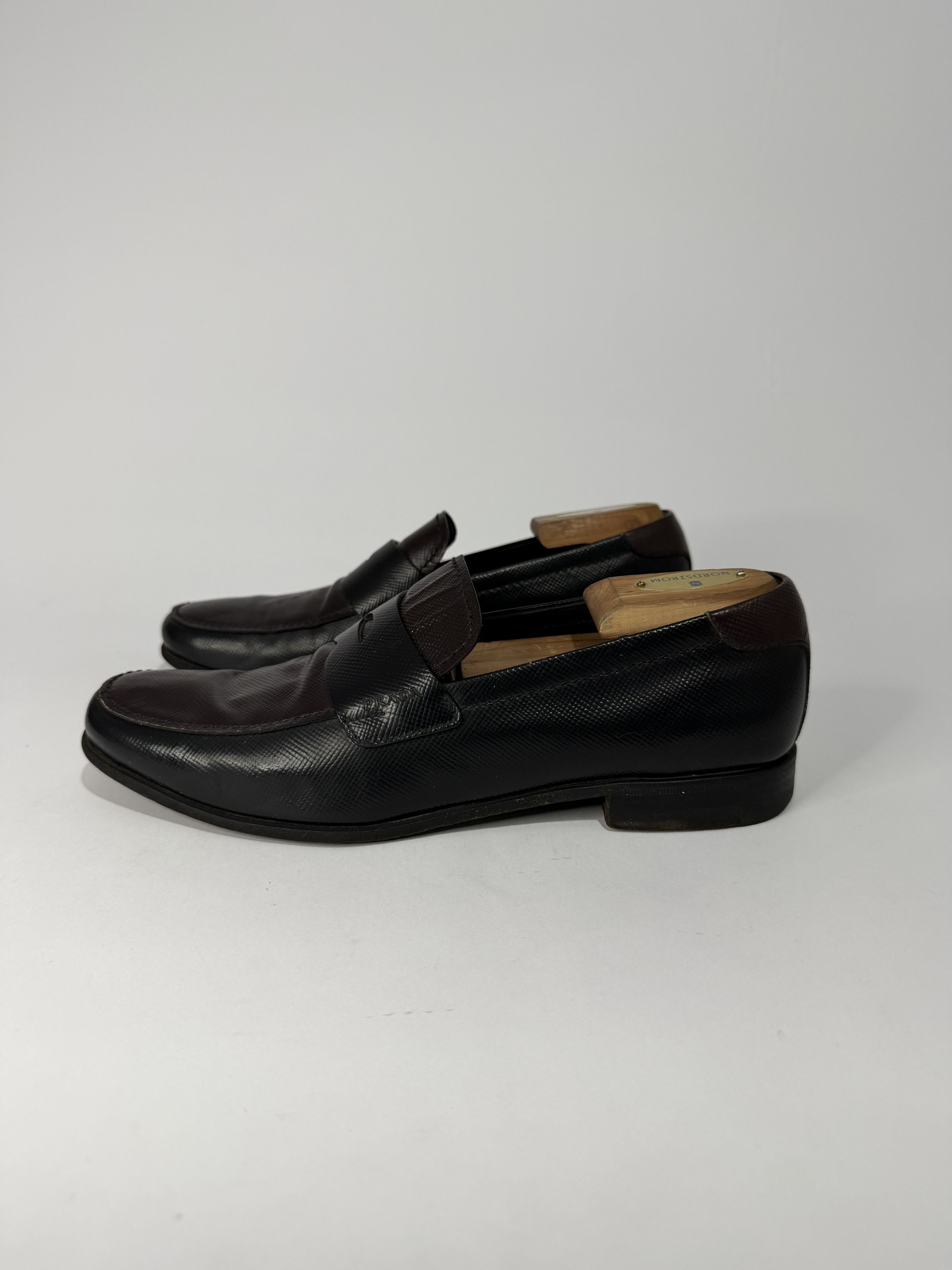 Prada Prada Black/Brown Saffiano Leather Slip On Loafers Size 8 US Size US 7.5 / EU 40-41 - 1 Thumbnail
