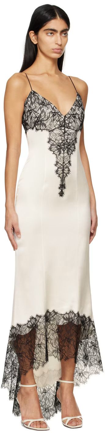 Balmain o1y0525 Lace Maxi Dress in Off-White/Black Size S / US 4 / IT 40 - 2 Thumbnail