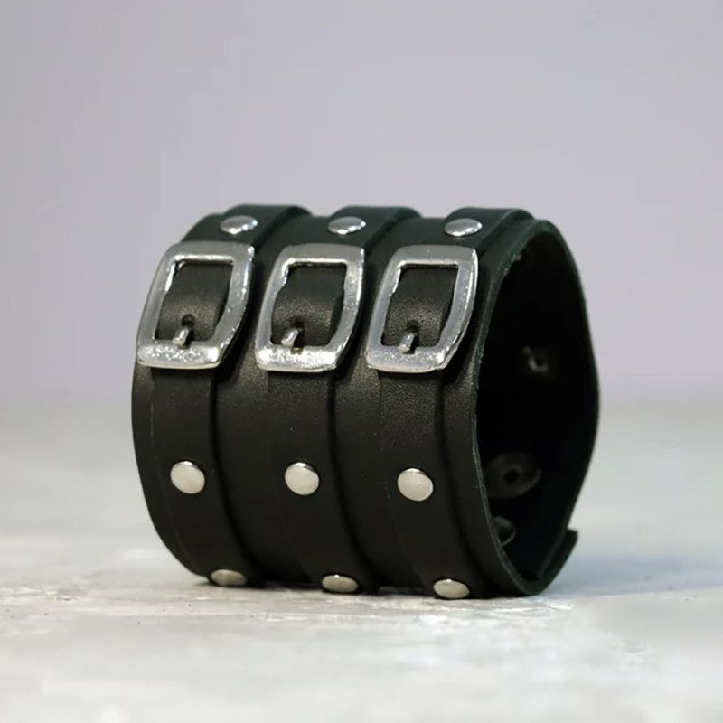 Jewelry Adjustable Vintage Gothic Leather Wristband Bracelet Size ONE SIZE - 5 Thumbnail