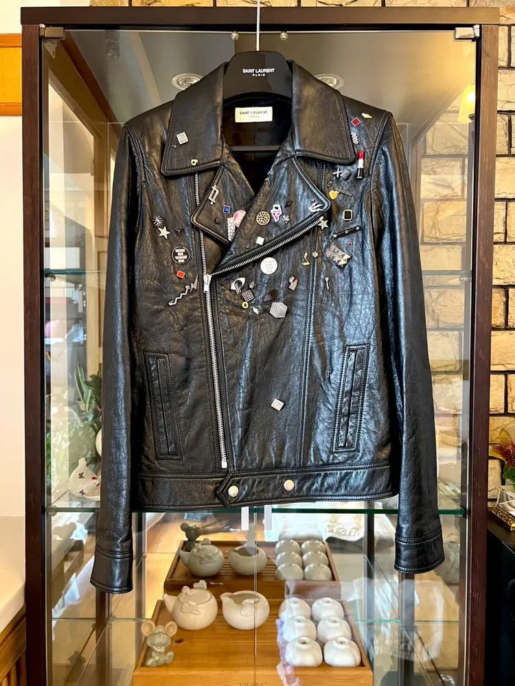 Saint Laurent Paris Sz 46 Saint Laurent Paris 15AW Badge Leather Jacket Size US S / EU 44-46 / 1 - 1 Thumbnail