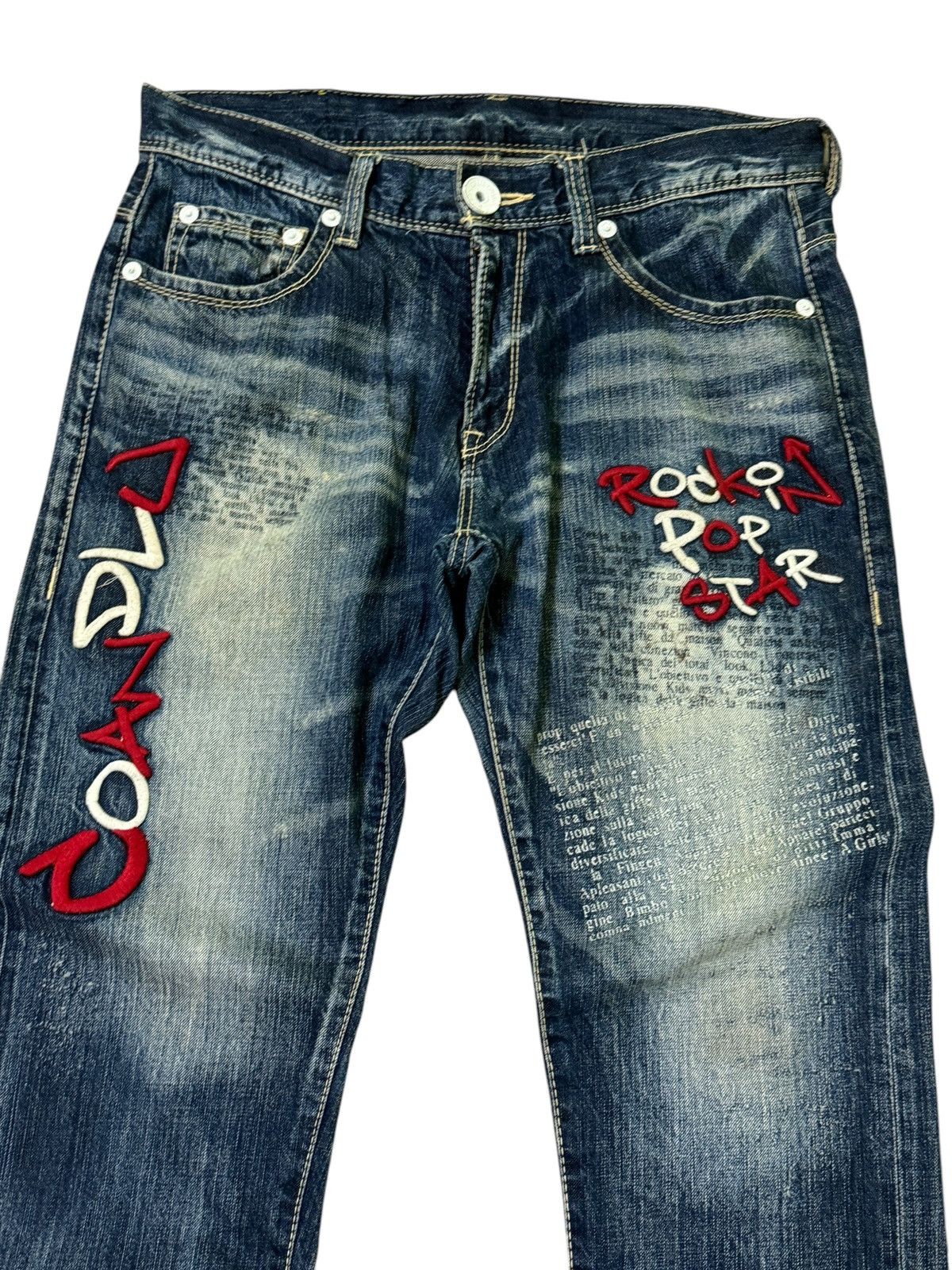 Hysteric Glamour Japanese Co & Lu Embroidered Acid Wash Poem Denim Jeans Size US 32 / EU 48 - 5 Thumbnail