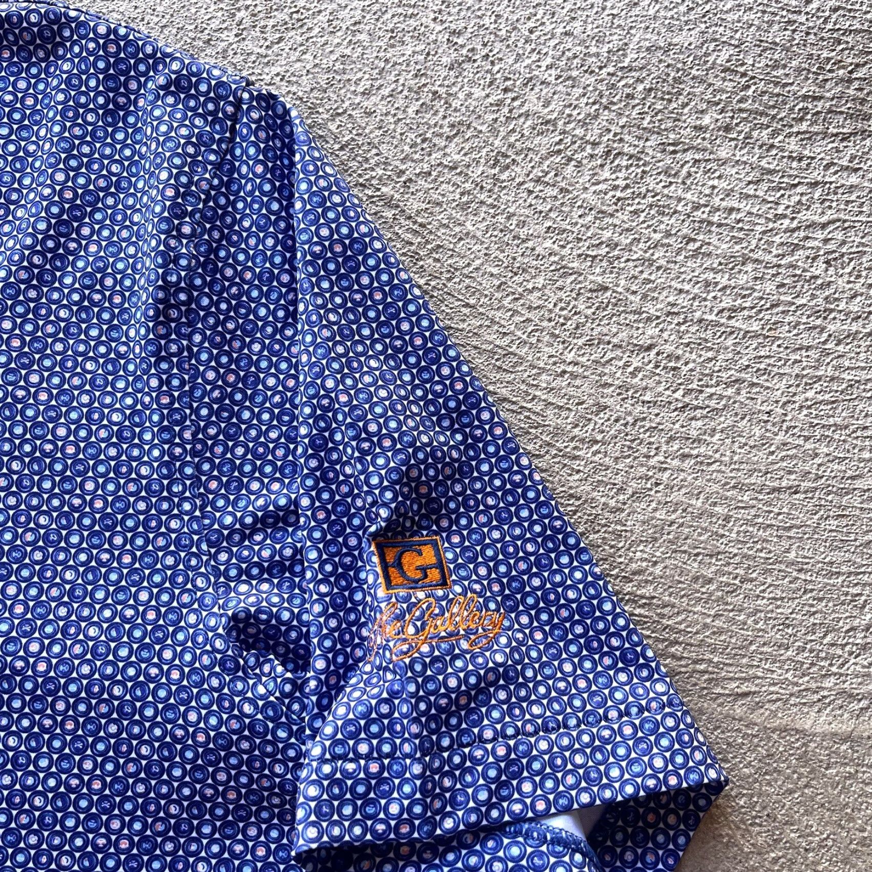 Peter Millar Peter Millar Polo Shirt Mens XL Blue Summer Comfort Golf Regular Short Sleeve Collared Geometric Pattern Sports Preppy Dog American Stretch Size US XL / EU 56 / 4 - 4 Thumbnail