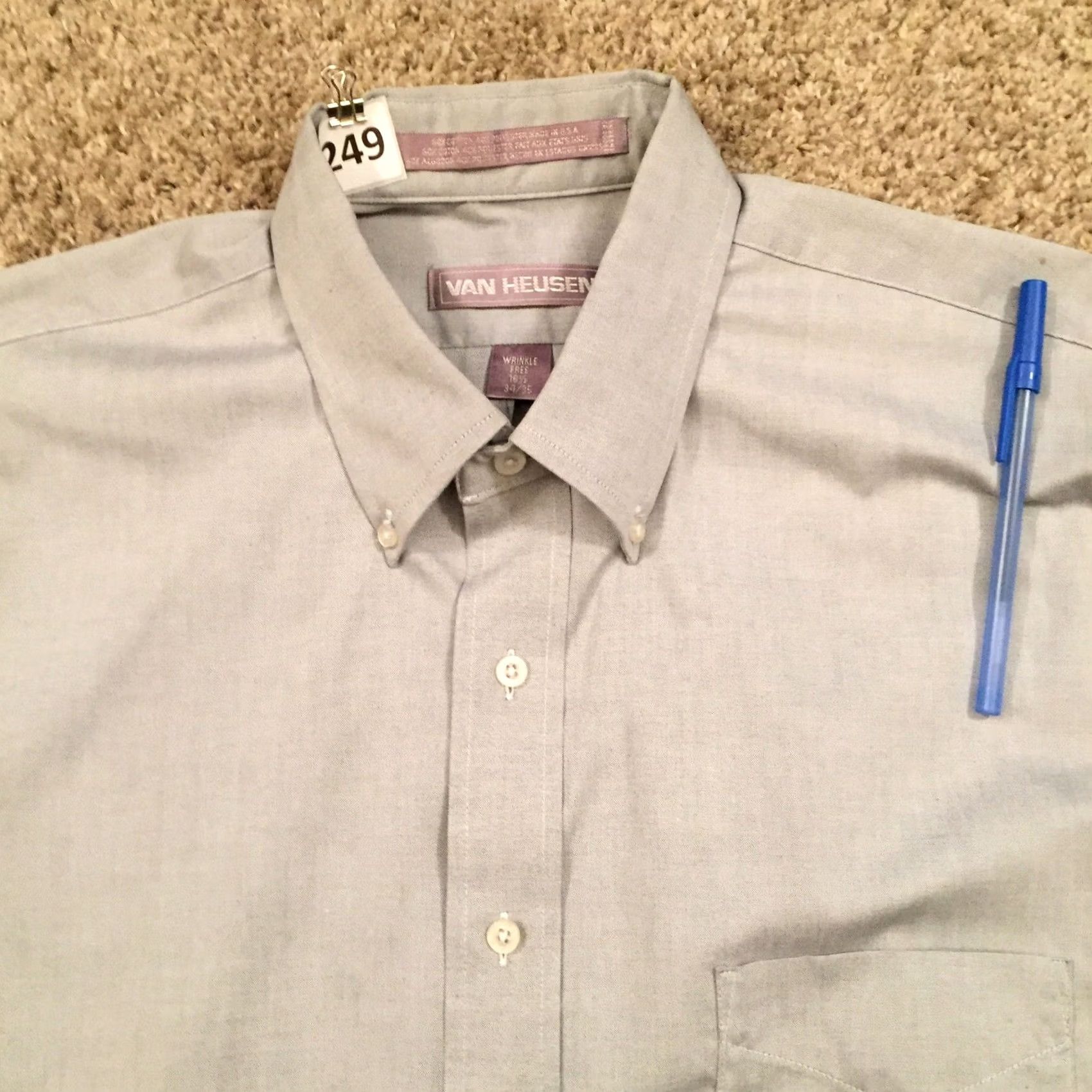 Van Heusen Van Heusen Shirt Mens 16.5 Gray Long Sleeve Button Down Size US XL / EU 56 / 4 - 3 Thumbnail