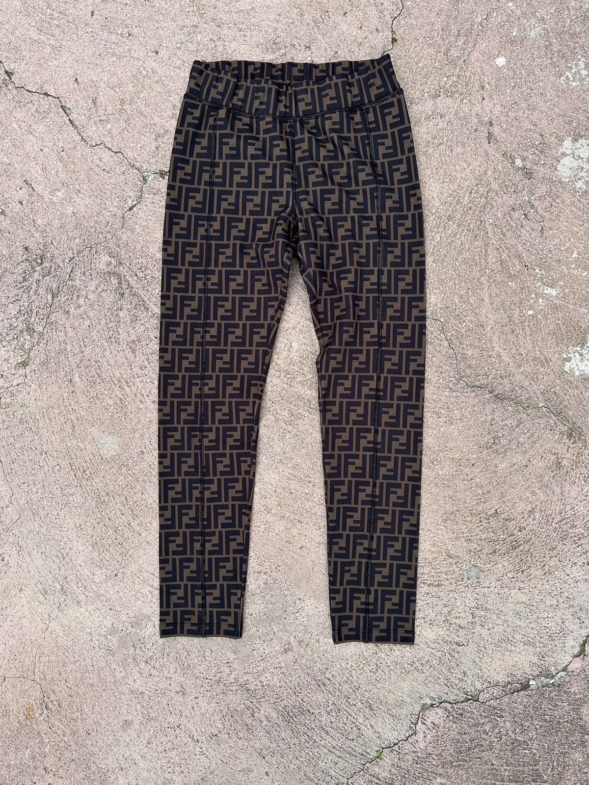 image of Fendi Monogram Leggings Pants Size S in Brown, Women's