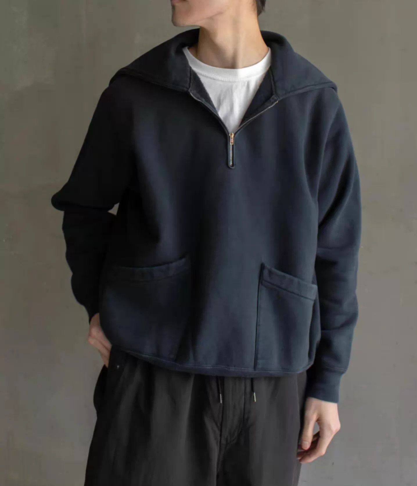 A.PRESSE A.PRESSE 26SS Vintage HalfZip Hoodie Black Dbl Zip Size US L / EU 52-54 / 3 - 9 Thumbnail