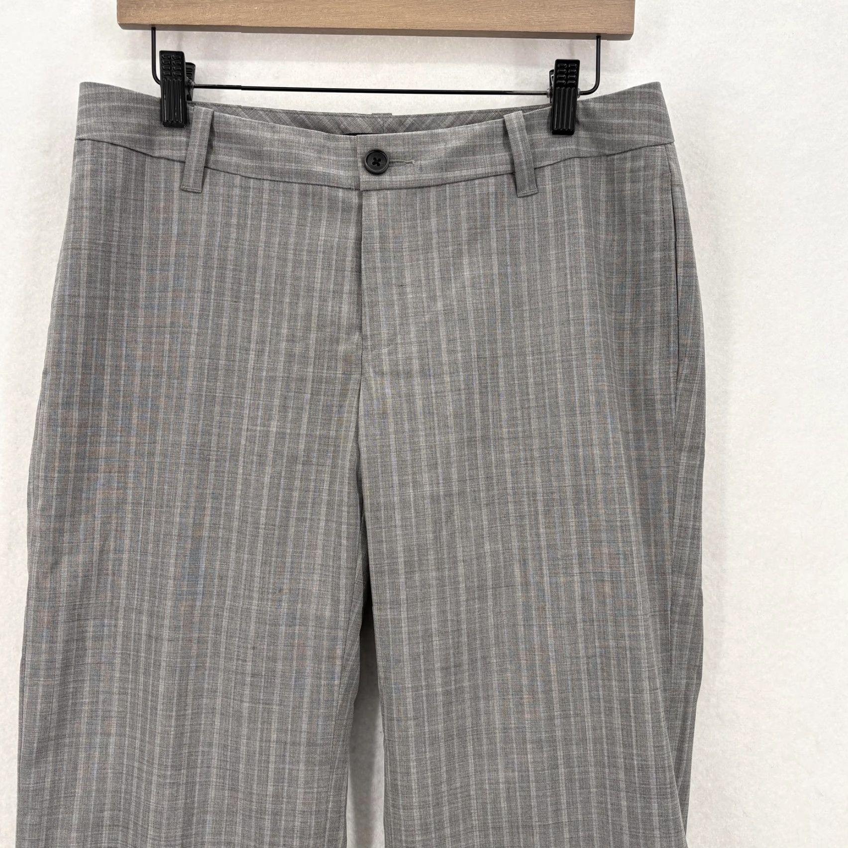 Banana Republic Banana Republic Dress Pants Womens 8 Gray Wool Blend Stretch Pinstripe Cuffed Size 30" / US 8 / IT 44 - 2 Thumbnail