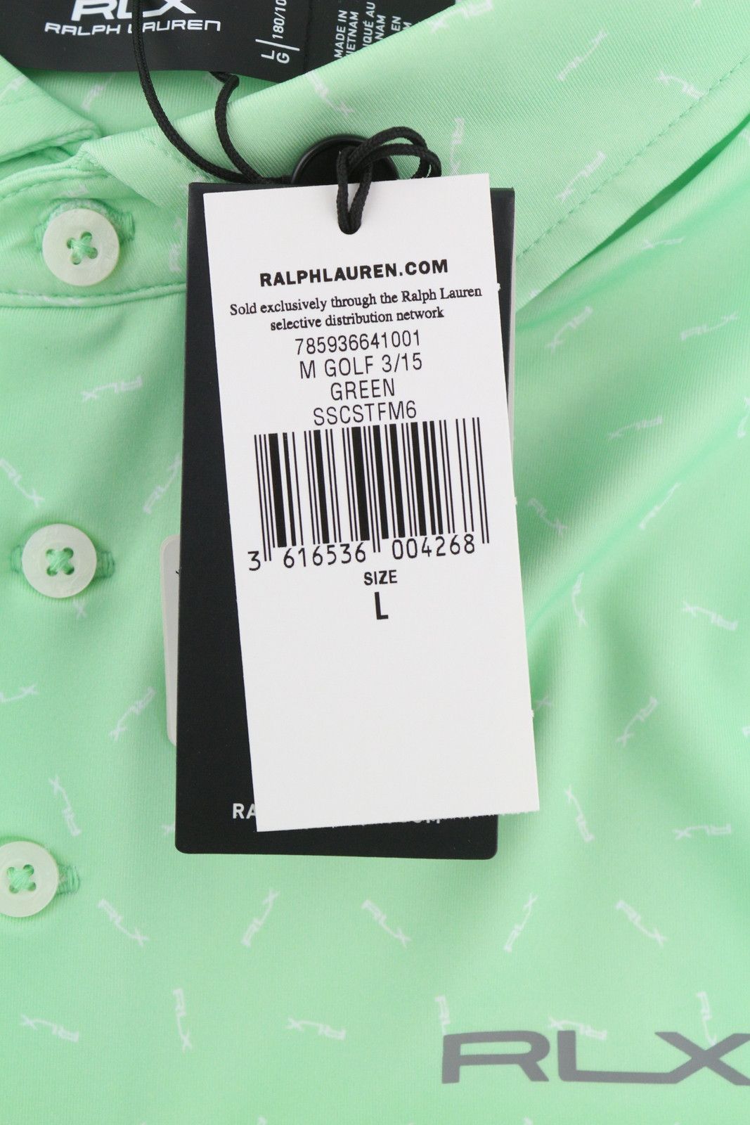 RLX Ralph Lauren GOLF L Green Patterned Wicking Tee 84564 Size US L / EU 52-54 / 3 - 8 Thumbnail