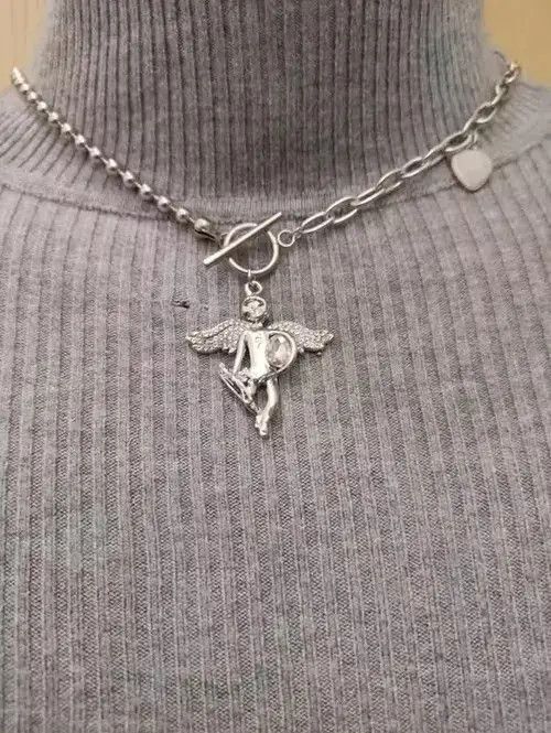 Jewelry Heart Punk Necklace Chain Choker in Silver, Men's