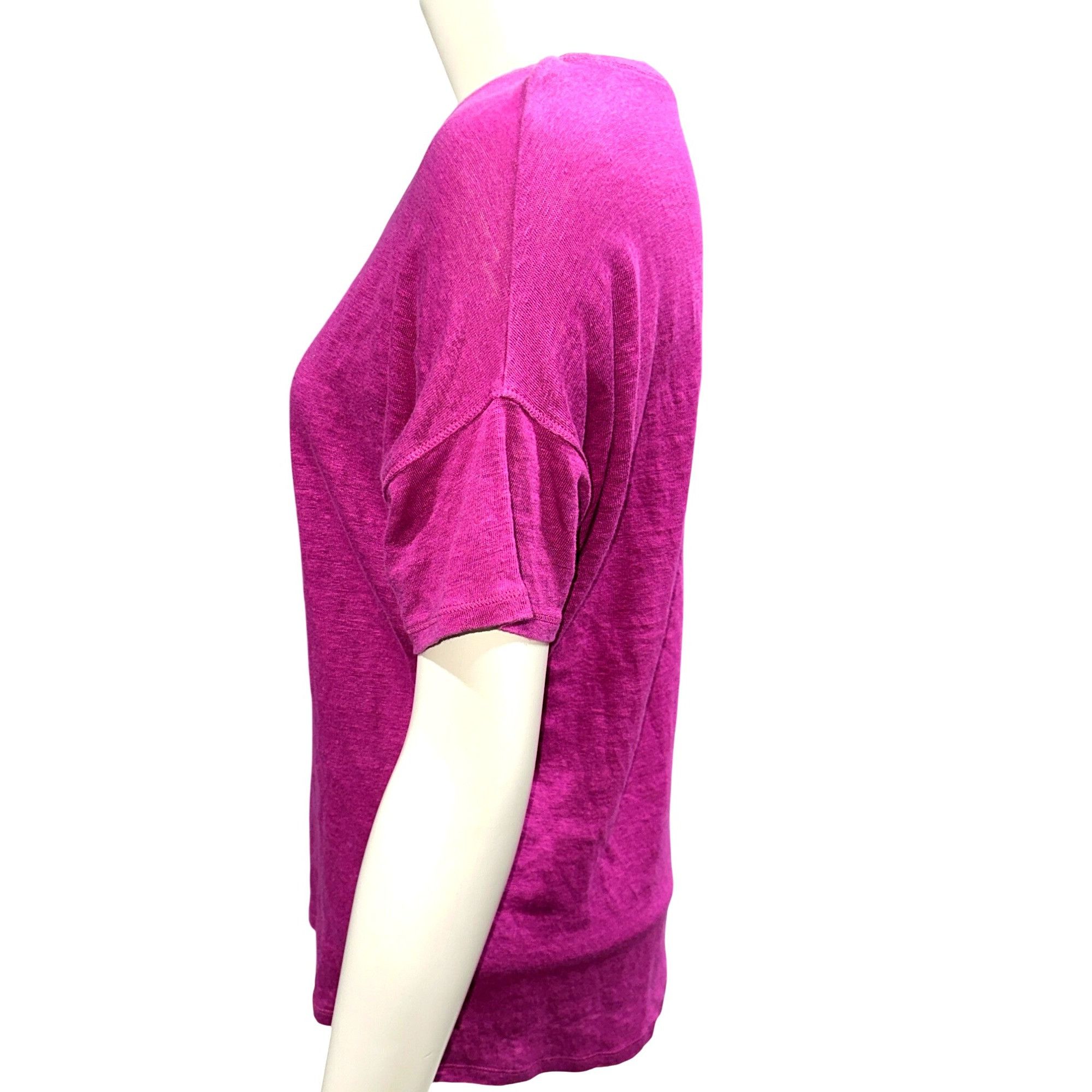Chicos Chicos Pink Puff Sleeve Slub Tee Top Linen Classic Fit Size Size M / US 6-8 / IT 42-44 - 2 Thumbnail