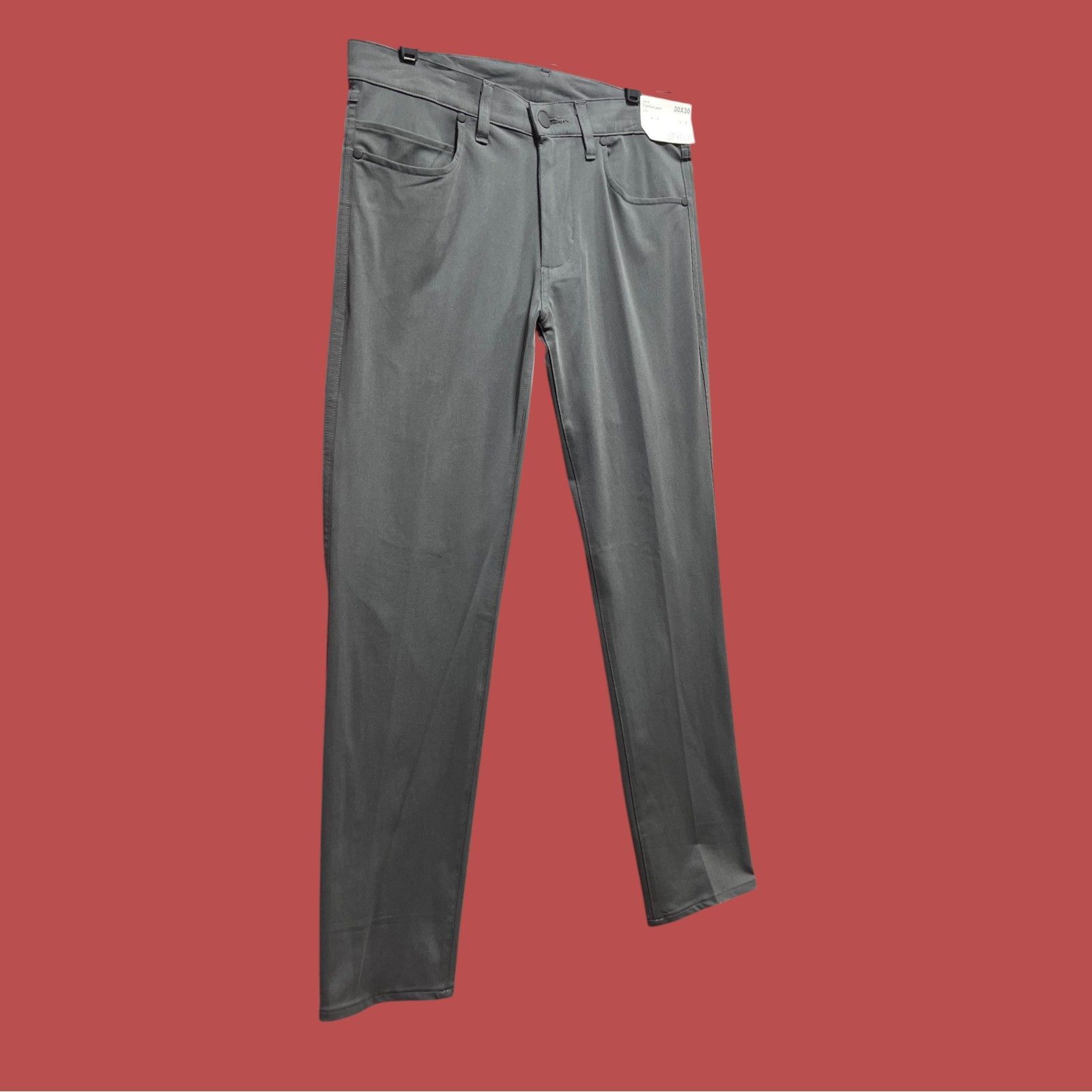 Other Stylus - 5 Pockets Men's Slim Fit Flat Front Pants - Gray - Size US 30 / EU 46 - 16 Thumbnail