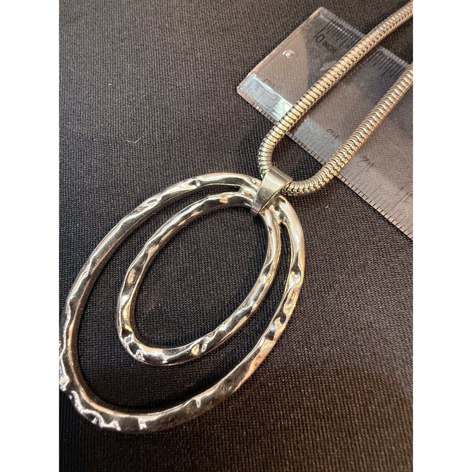 Other Macy’s Silver Tone Double Oval Pendant Snake Chain Necklace Size ONE SIZE - 4 Thumbnail