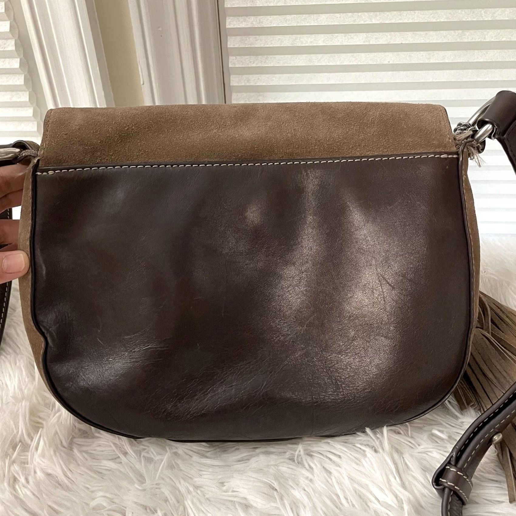 Michael Kors Michael Kors Saddle Bag Leather Suede Crossbody Brown Medium Women's Michael Kors Elyse Size ONE SIZE - 3 Thumbnail
