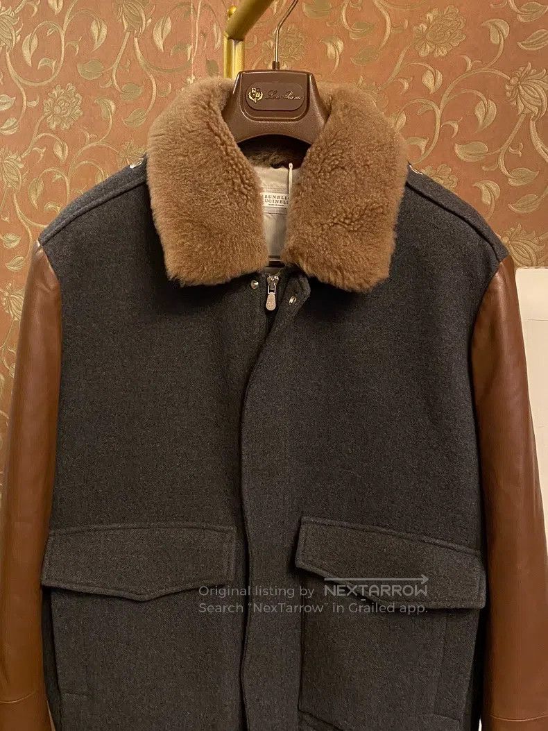 Brunello Cucinelli Brunello Cucinelli Fur collar pilot jacket Size US M / EU 48-50 / 2 - 2 Thumbnail