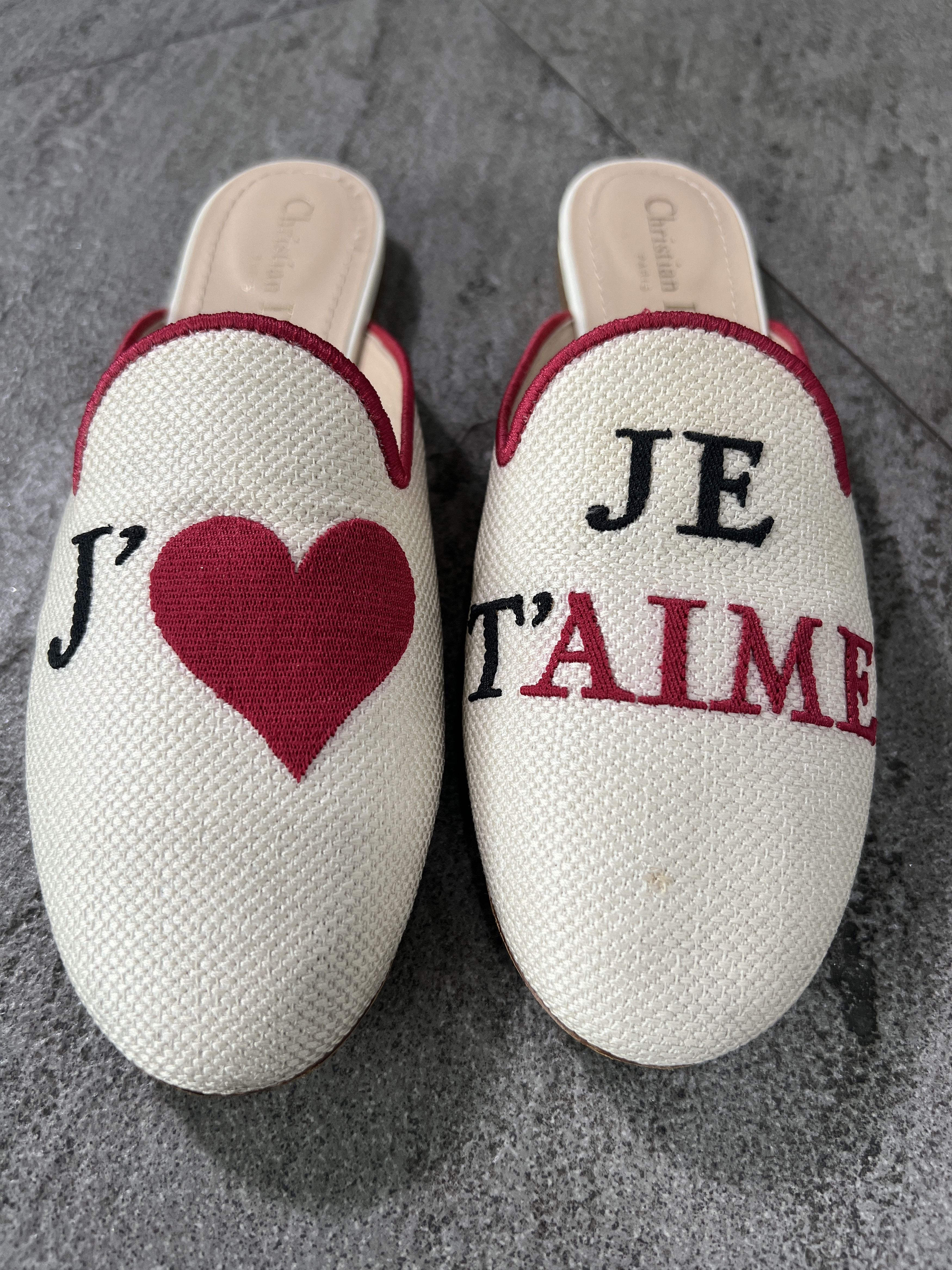 Dior Dior J'Adior Je T'aime Heart Embroidered Mule Loafers 38 Size US 8 / IT 38 - 5 Thumbnail