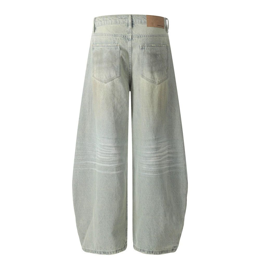 Vintage Men's trendy hip-hop washed distressed dirty scimitar jeans Size US 32 / EU 48 - 2 Thumbnail