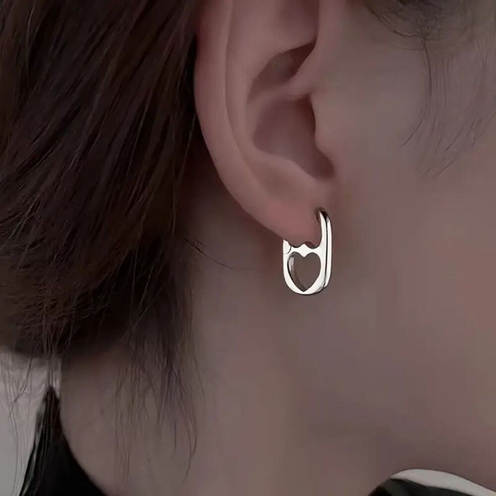 Other Punk Rave Cute Y2K Silver tone Heart Pull Tab Earrings Size ONE SIZE - 1 Thumbnail