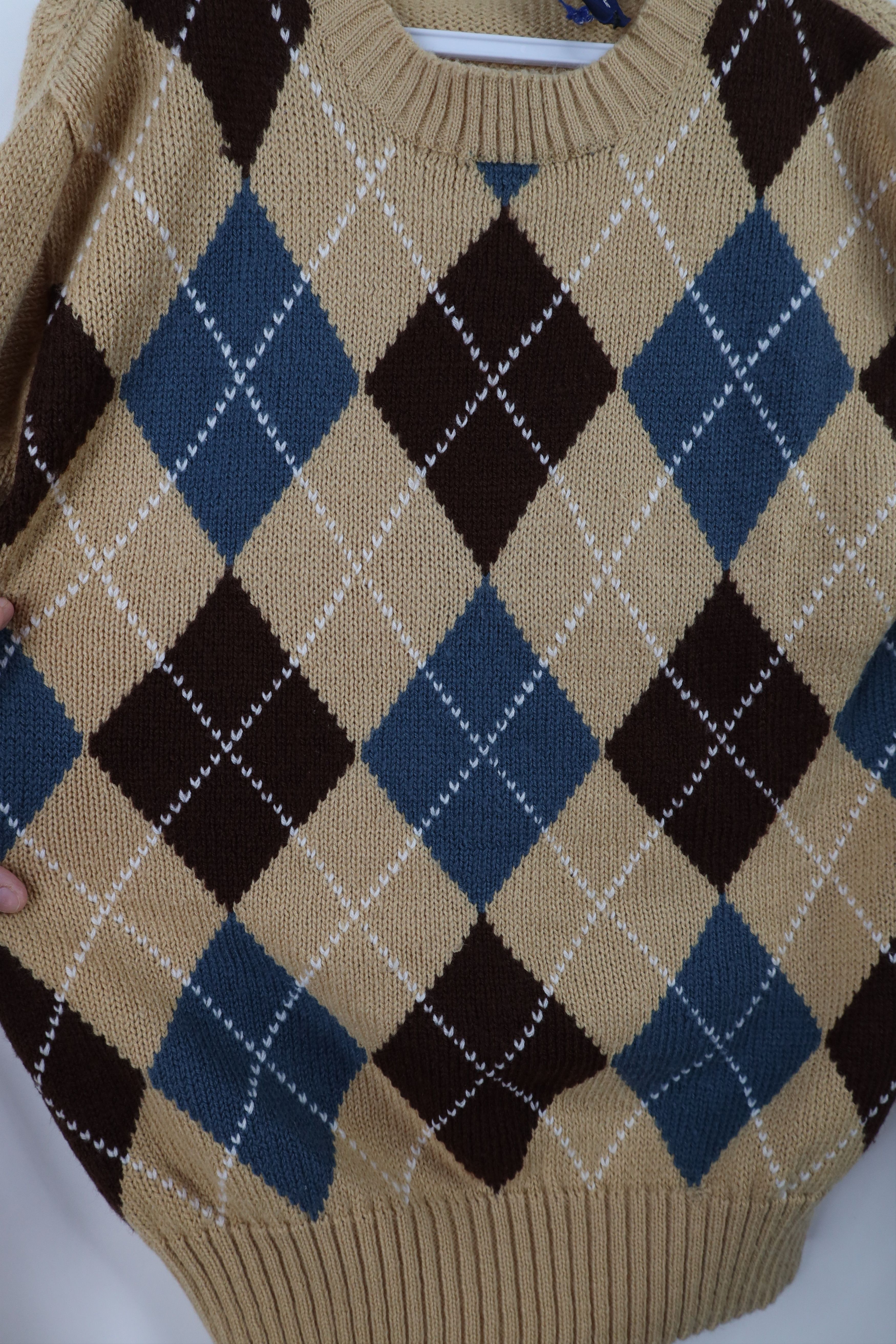 Vintage × Wrangler Vintage 70s 80s Wrangler Diamond Knit Crewneck Sweater Beige Size US M / EU 48-50 / 2 - 4 Thumbnail