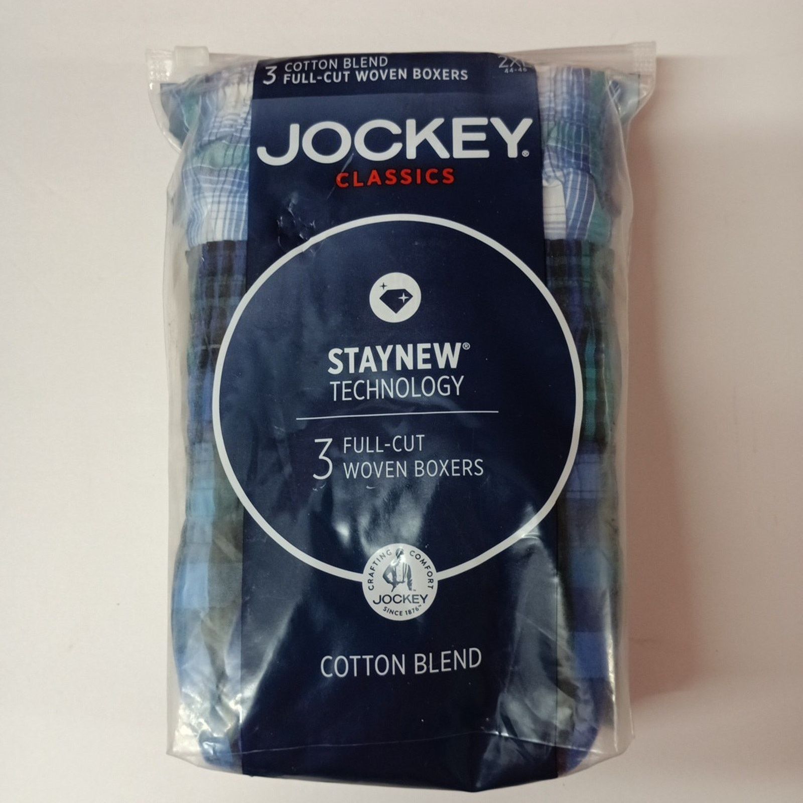 Jockey Jockey Classics Woven Boxers 3 Pack Men 2XL 44-46 Blue Plaid Size 44 - 1 Thumbnail