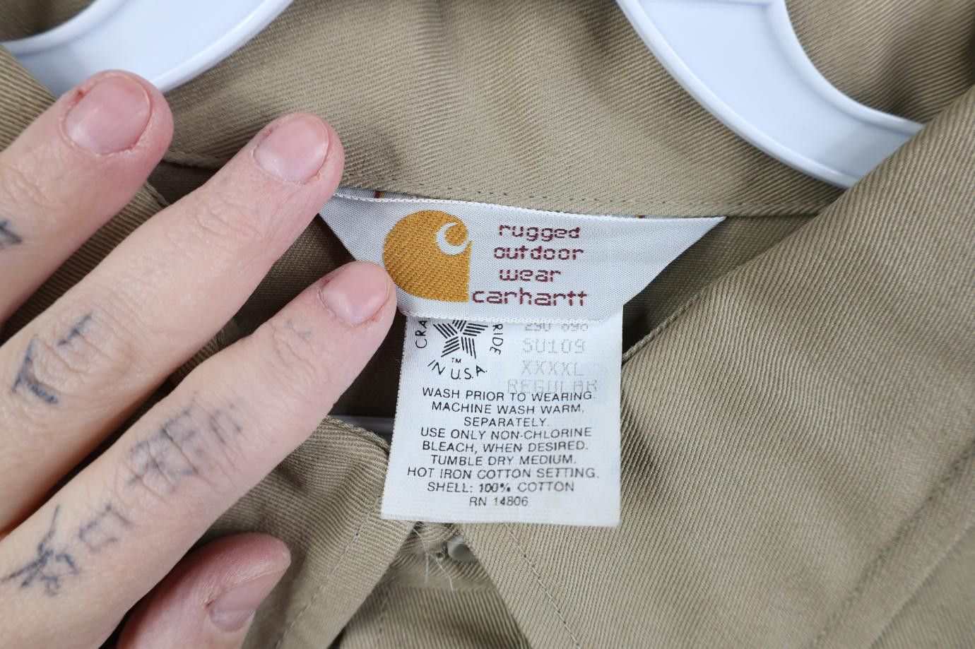 Carhartt Deadstock Vintage 90s Carhartt Button Shirt Khaki Tan USA Size US XXL / EU 58 / 5 - 10 Thumbnail